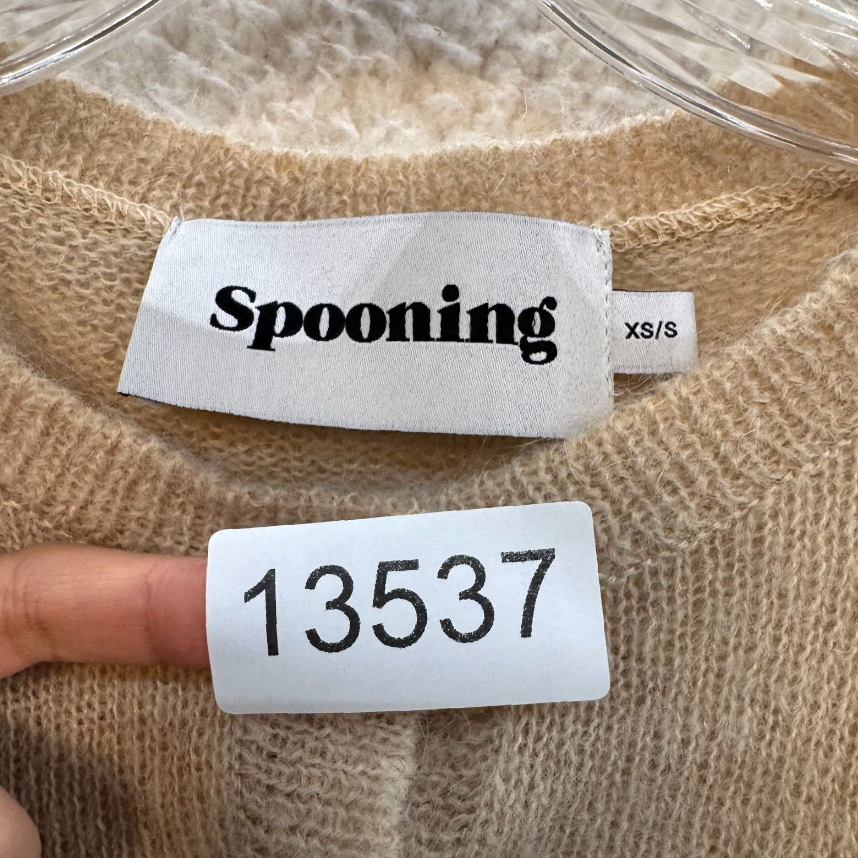 Vintage Glowny Spooning Crop Cardigan Top Beige Knit Short Sleeve Round Neck Women XS S Beige Basic Minimalist Korea US Size S / US 4 / IT 40 - 6 Thumbnail