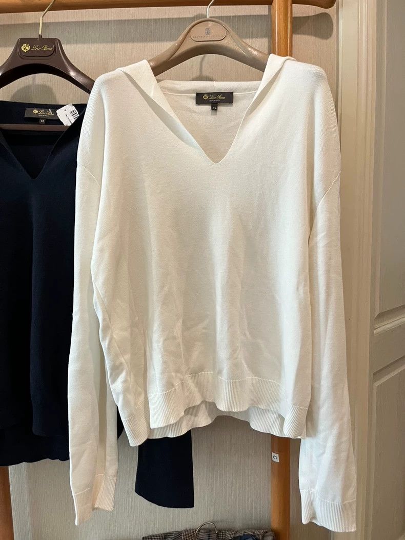 LORO PIANA White knit polo shirt