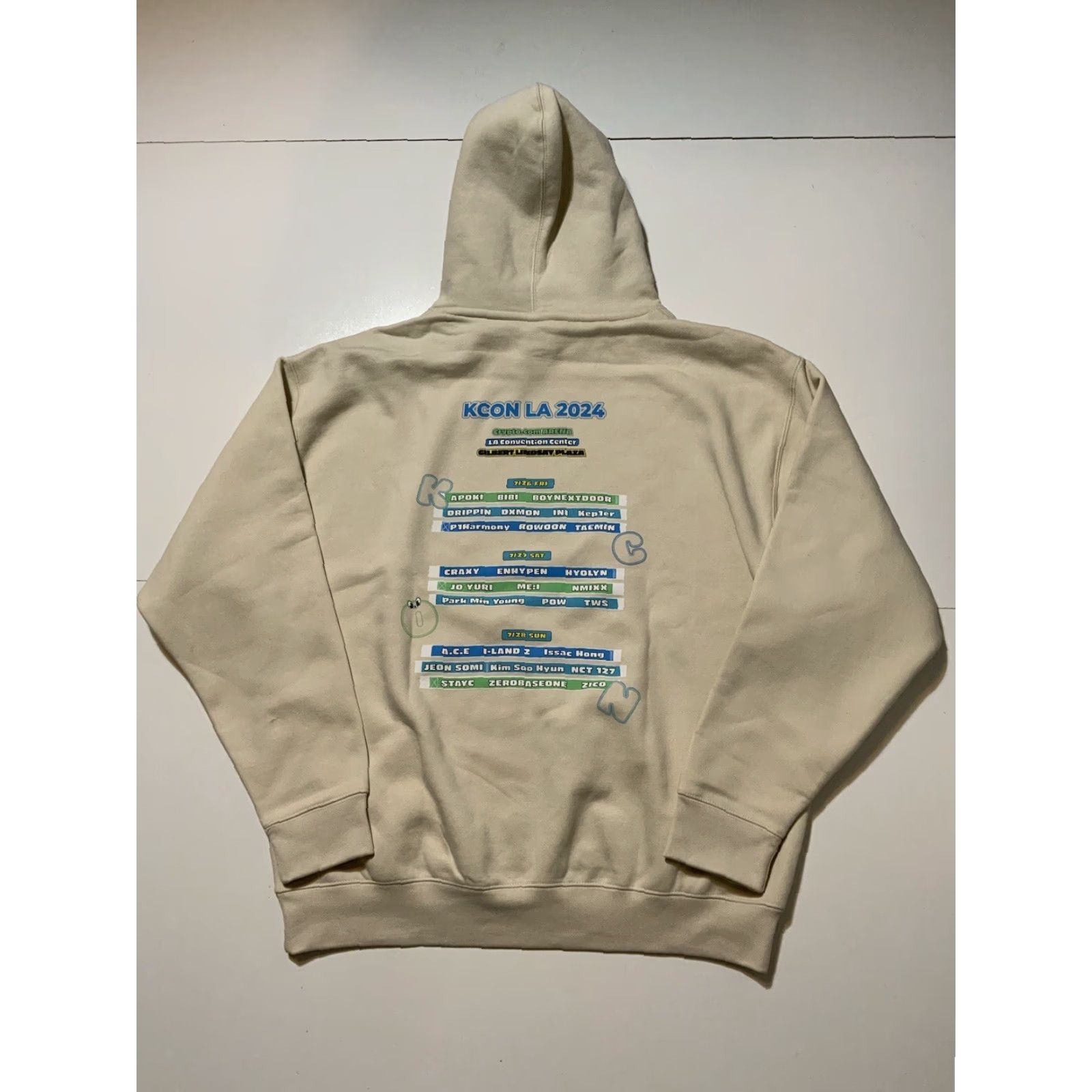 Vintage KCON Los Angeles 2024 K Pop Artist Festival Merch Lineup Pullover Hoodie Sz. XL Men Beige Size US XL / EU 56 / 4 - 2 Thumbnail