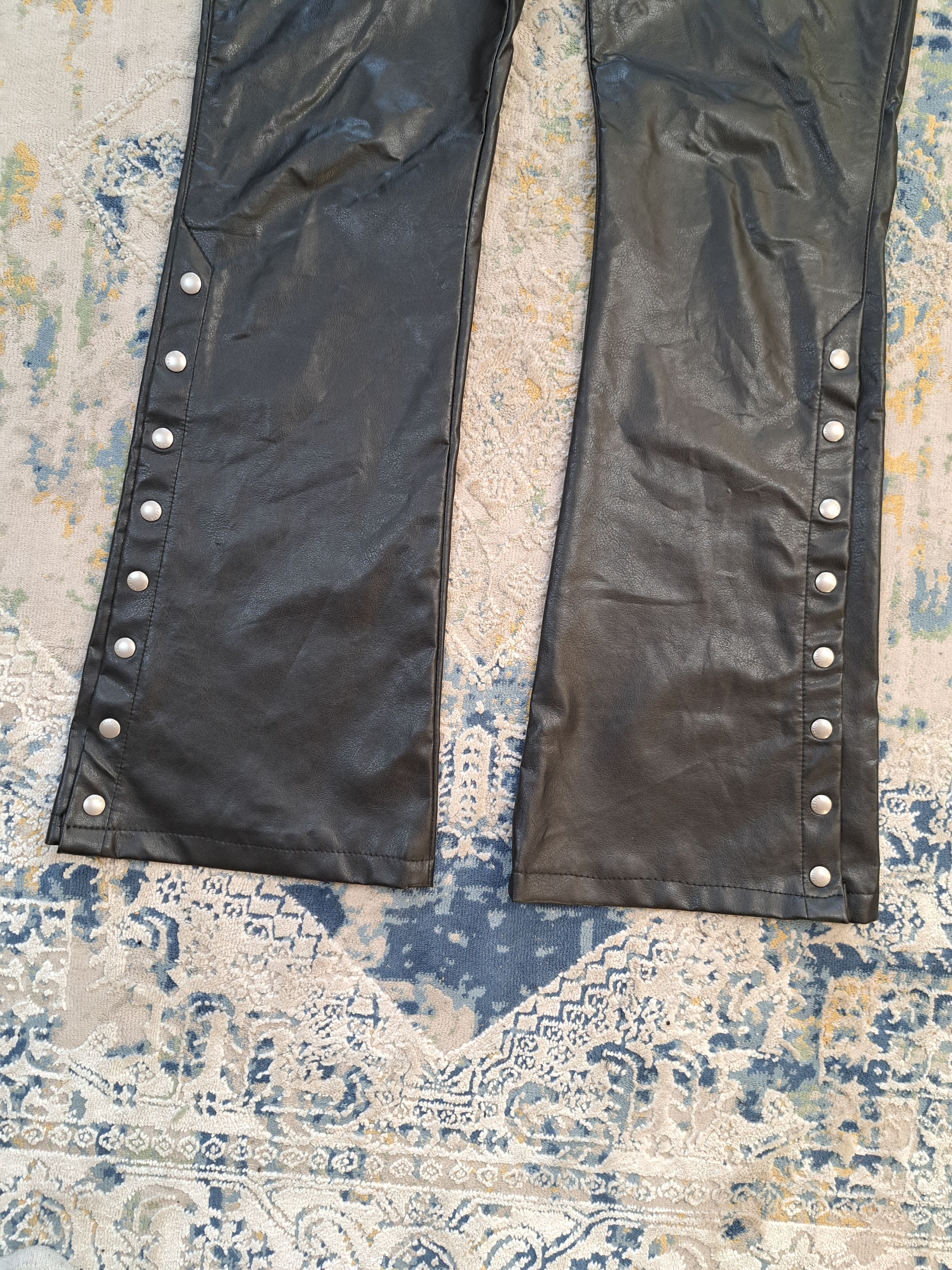 Pantalon Flare (patte D'eph') En Simili Cuir MISS SIXTY - Taille W27 - Noir - Vintage