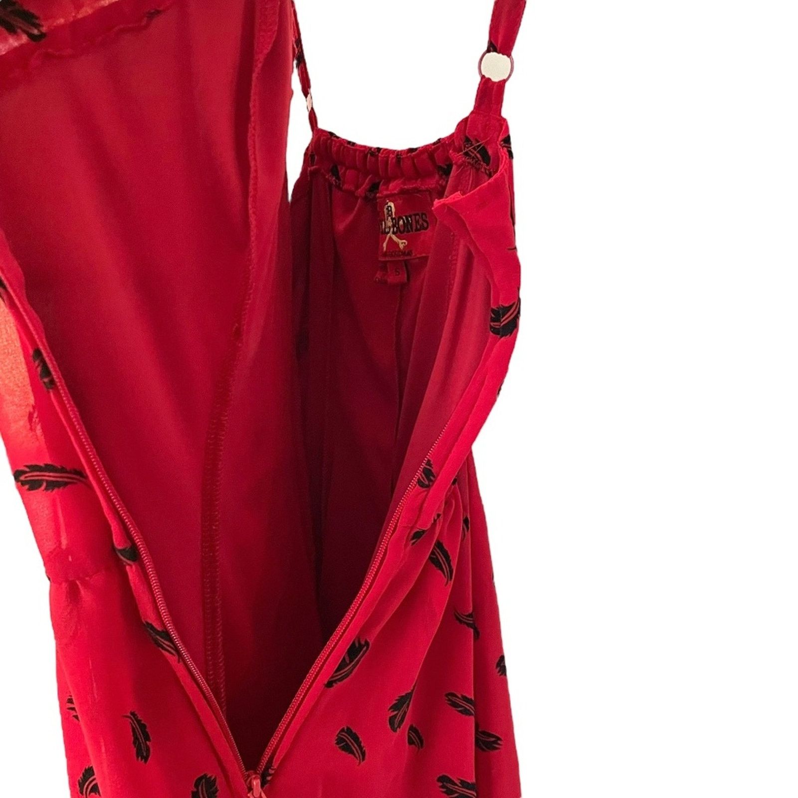 Tripp NYC Royal Bones Red & Black Feather High-Low Dress Size S / US 4 / IT 40 - 7 Thumbnail