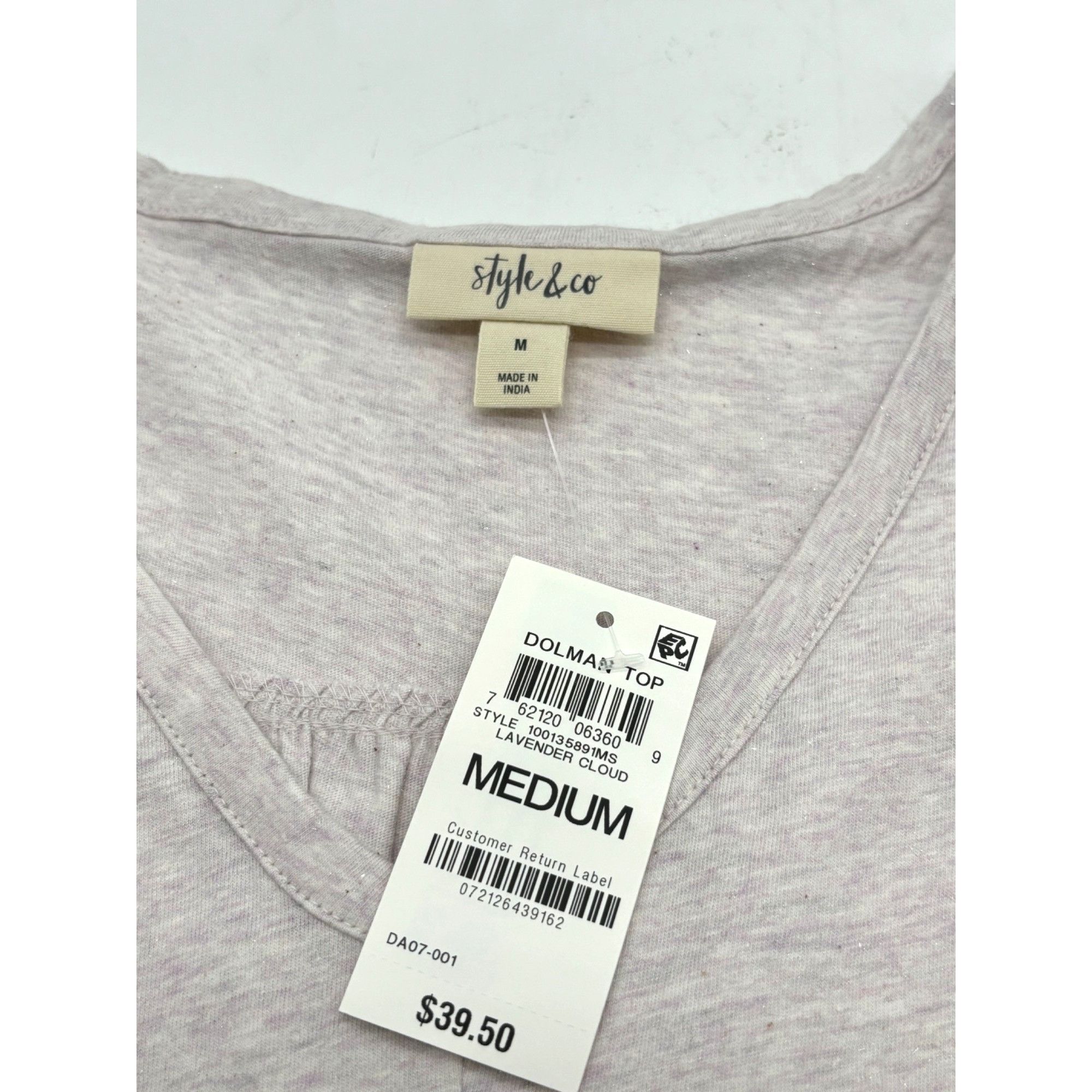 Style & Co Style & co Women’s Dolman sleeve V-neck top, Lavender Cloud, Size M / US 6-8 / IT 42-44 - 7 Thumbnail