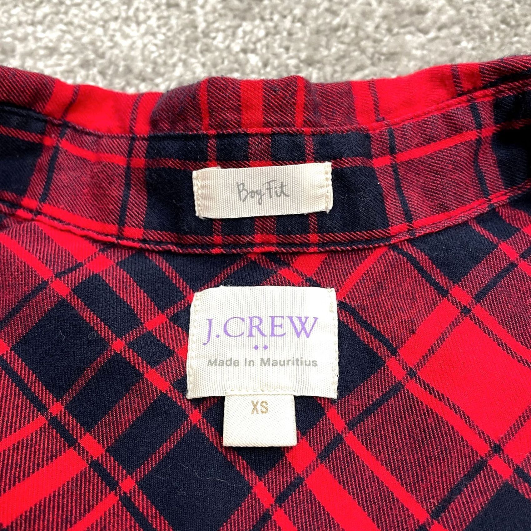 J.Crew J.CREW Boy Fit Flannel Shirt Womens XS Red Blue Plaid Button Down Cotton Casual Shirt Womens XS Plaid Button-Up Shirt Solution Size XS / US 0-2 / IT 36-38 - 3 Thumbnail
