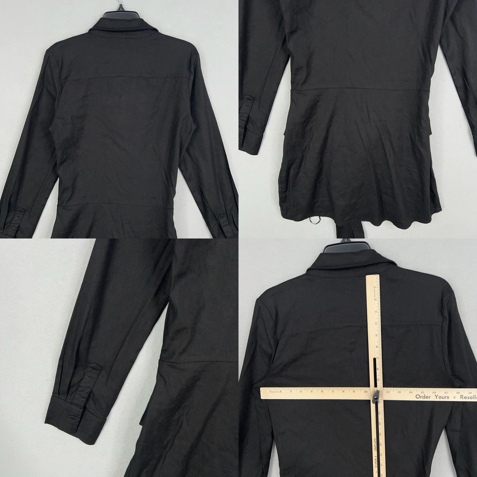 MONROW Monrow Dress Womens Large Black Linen Wrap Shirt Dress Minimalist Resort Capsule Size L / US 10 / IT 46 - 8 Thumbnail