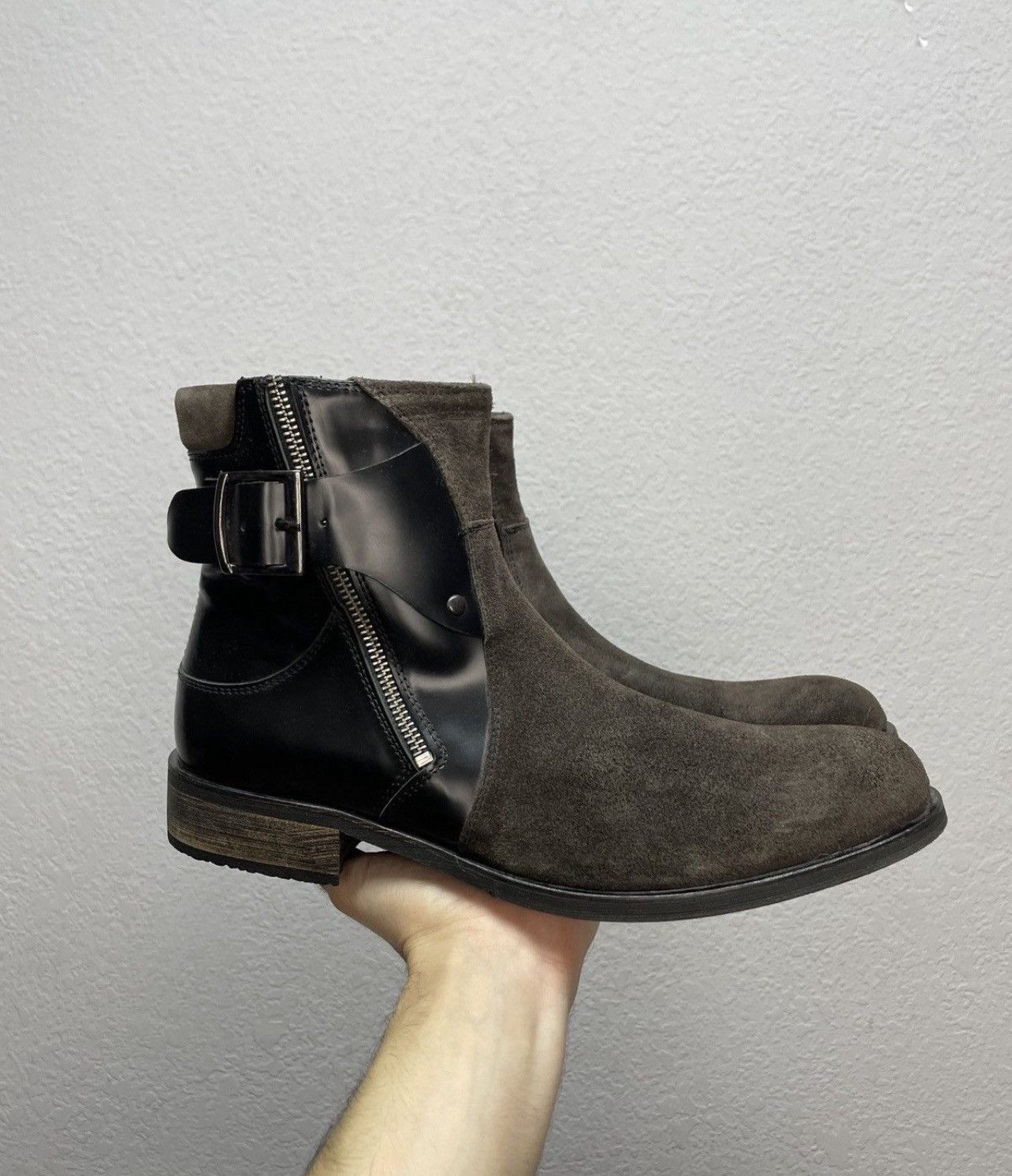 If Six Was Nine AS 98 Vibe Artisan Black Leather Side Zip Ankle Biker Boots Size US 8 / EU 41 - 2 Thumbnail