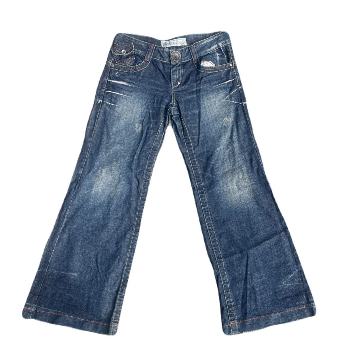 If Six Was Nine 2000s REDPEPPER Distressed Super Flare Jeans Y2K Gyaruo Vkei Size US 33 - 2 Thumbnail
