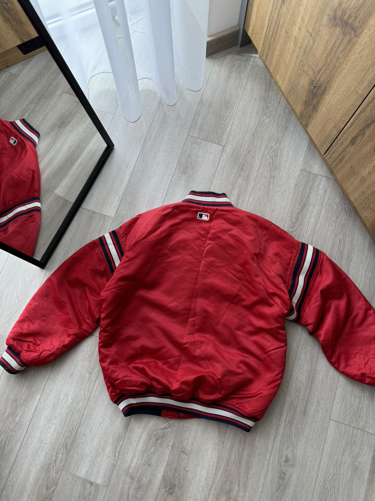 Starter × Vintage Vintage 90s Starter Cleveland Indians Satin Bomber Jacket Size US XXL / EU 58 / 5 - 9 Thumbnail