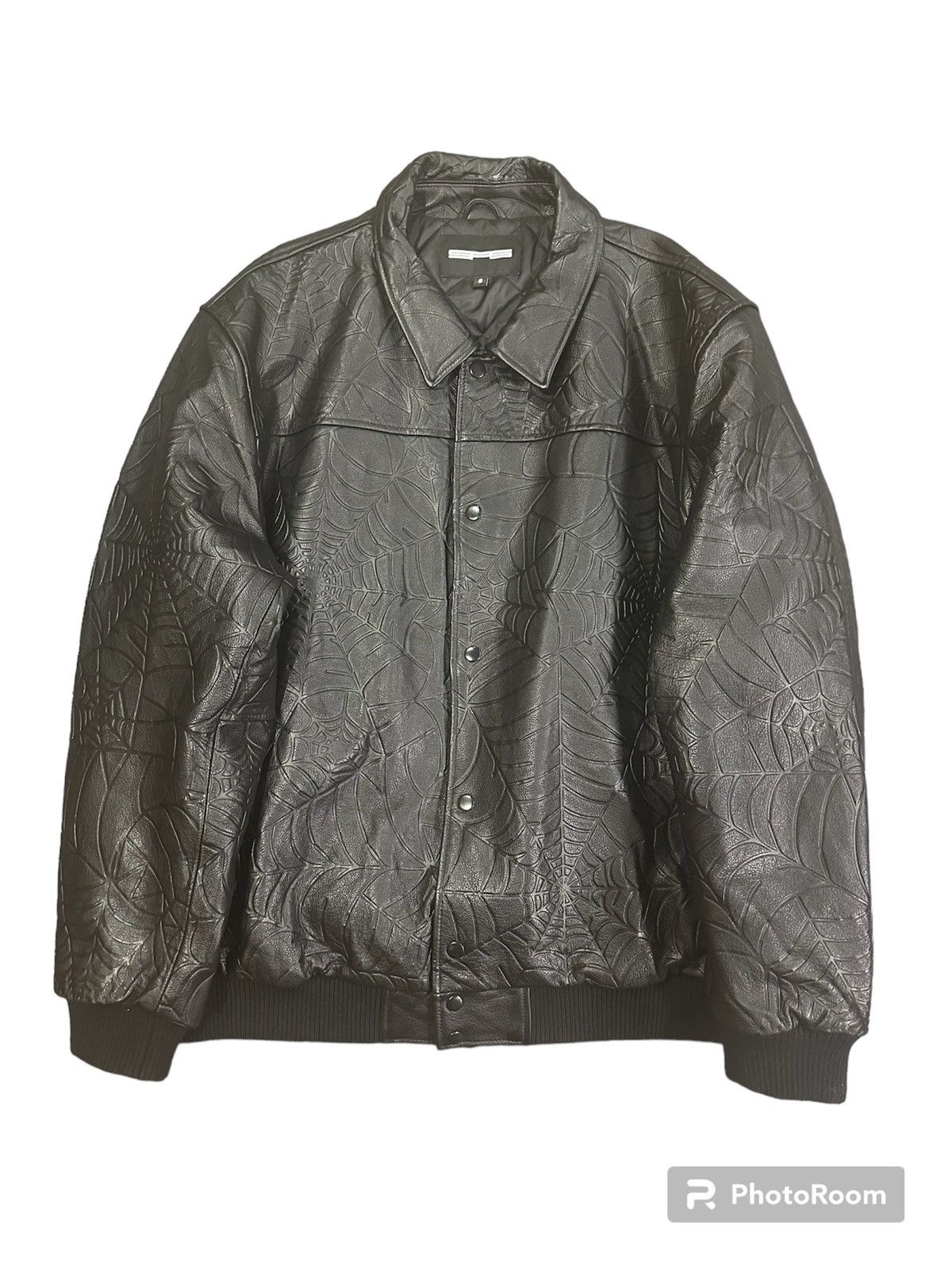 image of Spider Worldwide Leather Web Jacket in Black, Men's (Size 2XL)