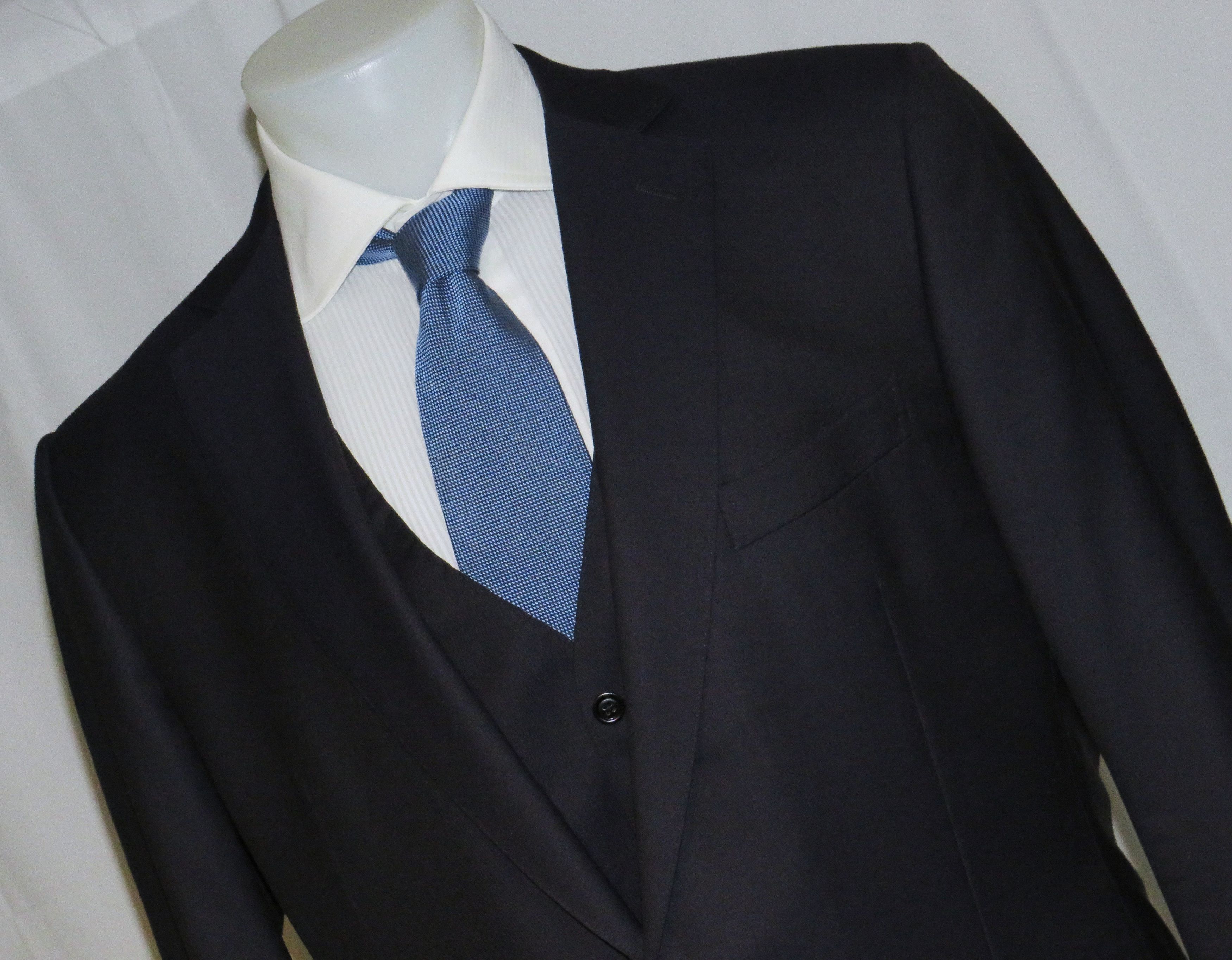 Ermenegildo Zegna Su Misura Exclusive 15milmil15 Navy Three Piece Suit 46L Size 46L - 7 Thumbnail