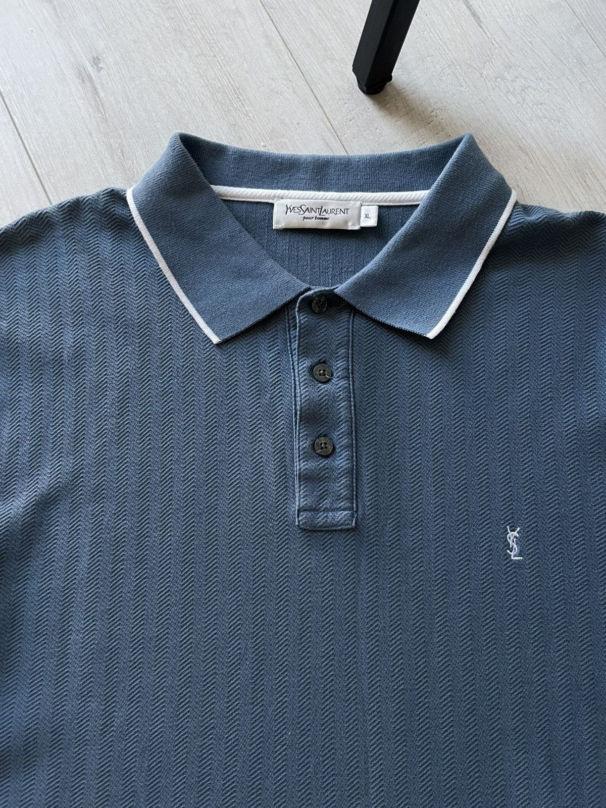 Yves Saint Laurent Vintage Yves Saint Laurent Polos Blue T-Shirt YSL Logo RARE Size US XL / EU 56 / 4 - 2 Thumbnail