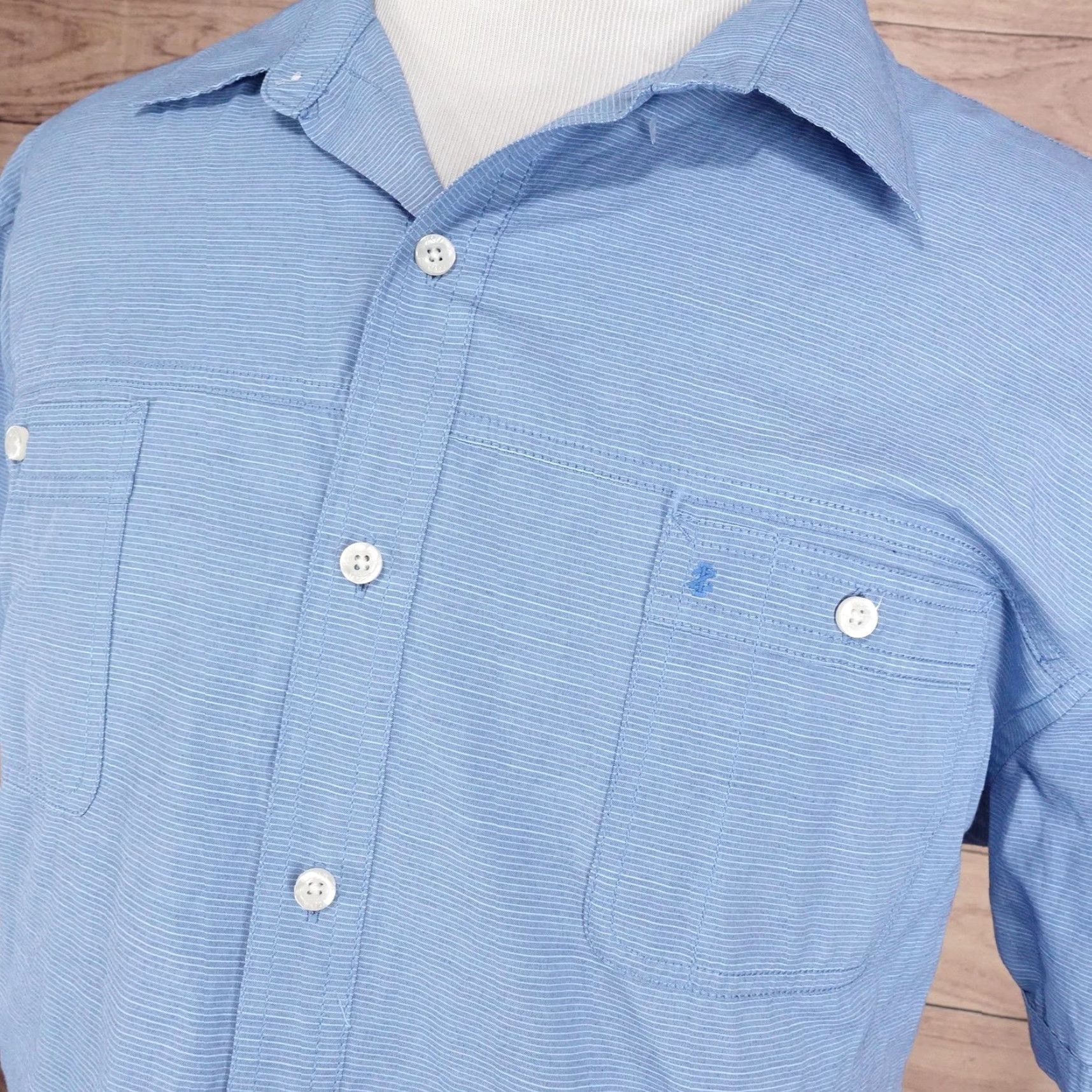 Izod IZOD Shirt Mens 2XL Blue Short Sleeve Button Front Dual Pocket Casual Top Size US XXL / EU 58 / 5 - 2 Thumbnail