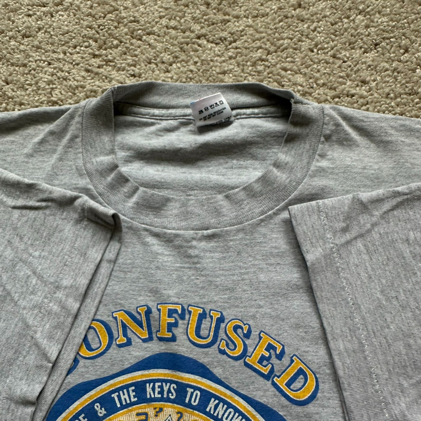Vintage Vintage 80s Confused State Funny T-Shirt Single Stitch Colle Size US XL / EU 56 / 4 - 4 Thumbnail