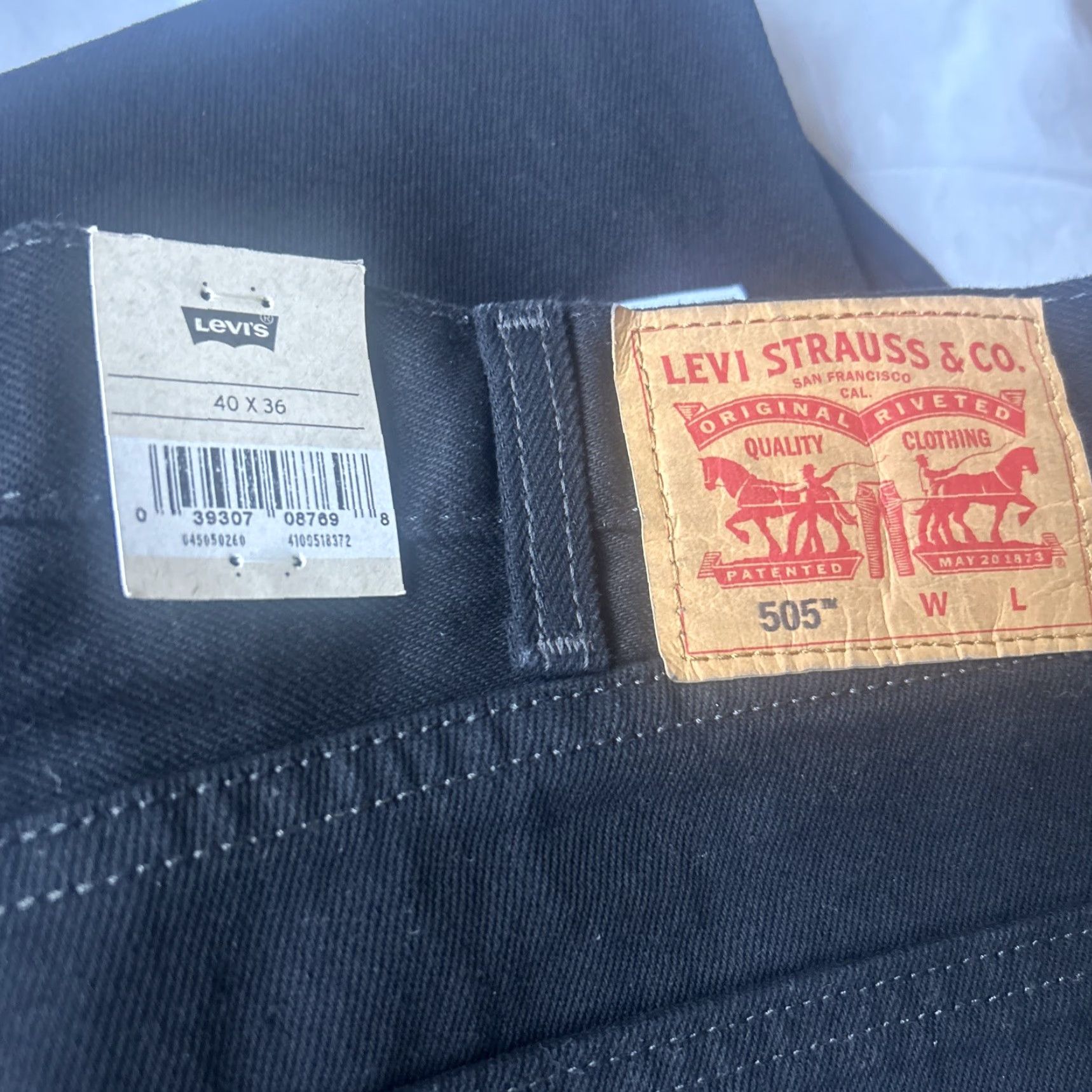Levi's Levi's 505 Regular Fit Jeans Straight Leg Dark Wash Black 40x36 Mens Size US 40 / EU 56 - 2 Thumbnail