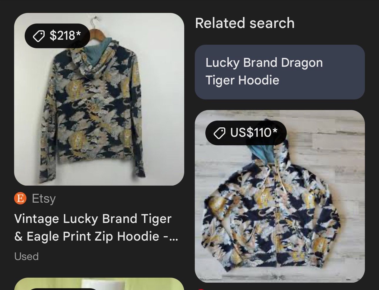 Lucky Brand Lucky Brand Tiger & Eagle Print Zip Hoodie Size S / US 4 / IT 40 - 4 Thumbnail