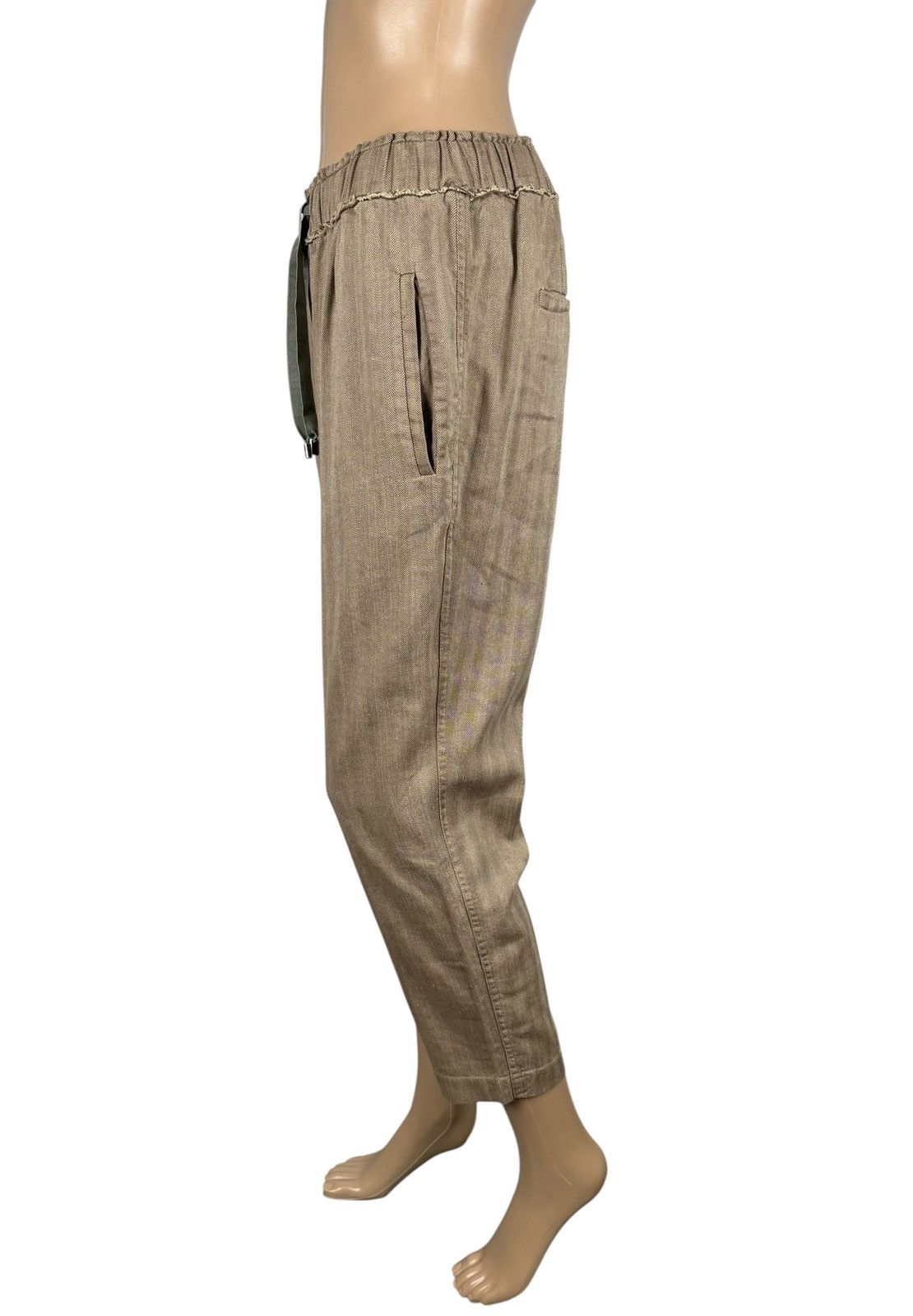 Brunello Cucinelli Brunello Cucinelli Herringbone Crop Trousers Linen-Cotton Size 26" / US 2 / IT 38 - 4 Thumbnail
