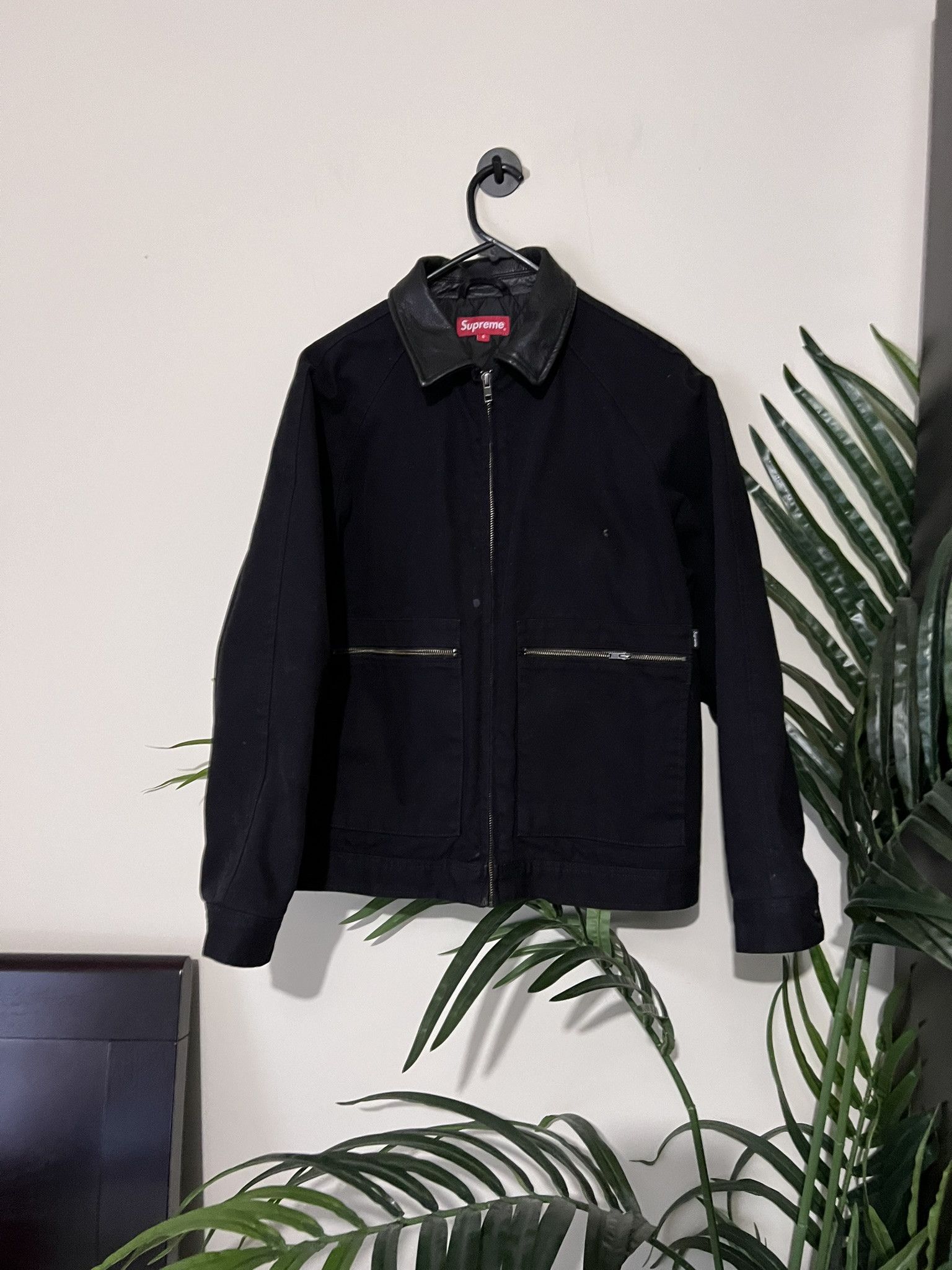 Supreme leather collar jacket online