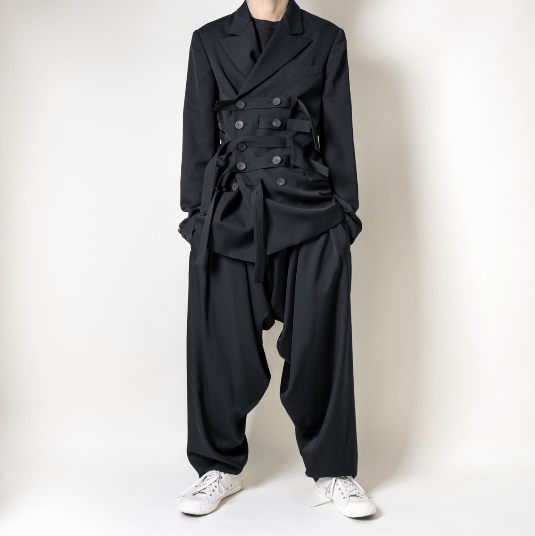 Yohji Yamamoto Yohji Yamamoto Pour Homme - W/Gabardine Drape Pants Size US 30 / EU 46 - 2 Thumbnail