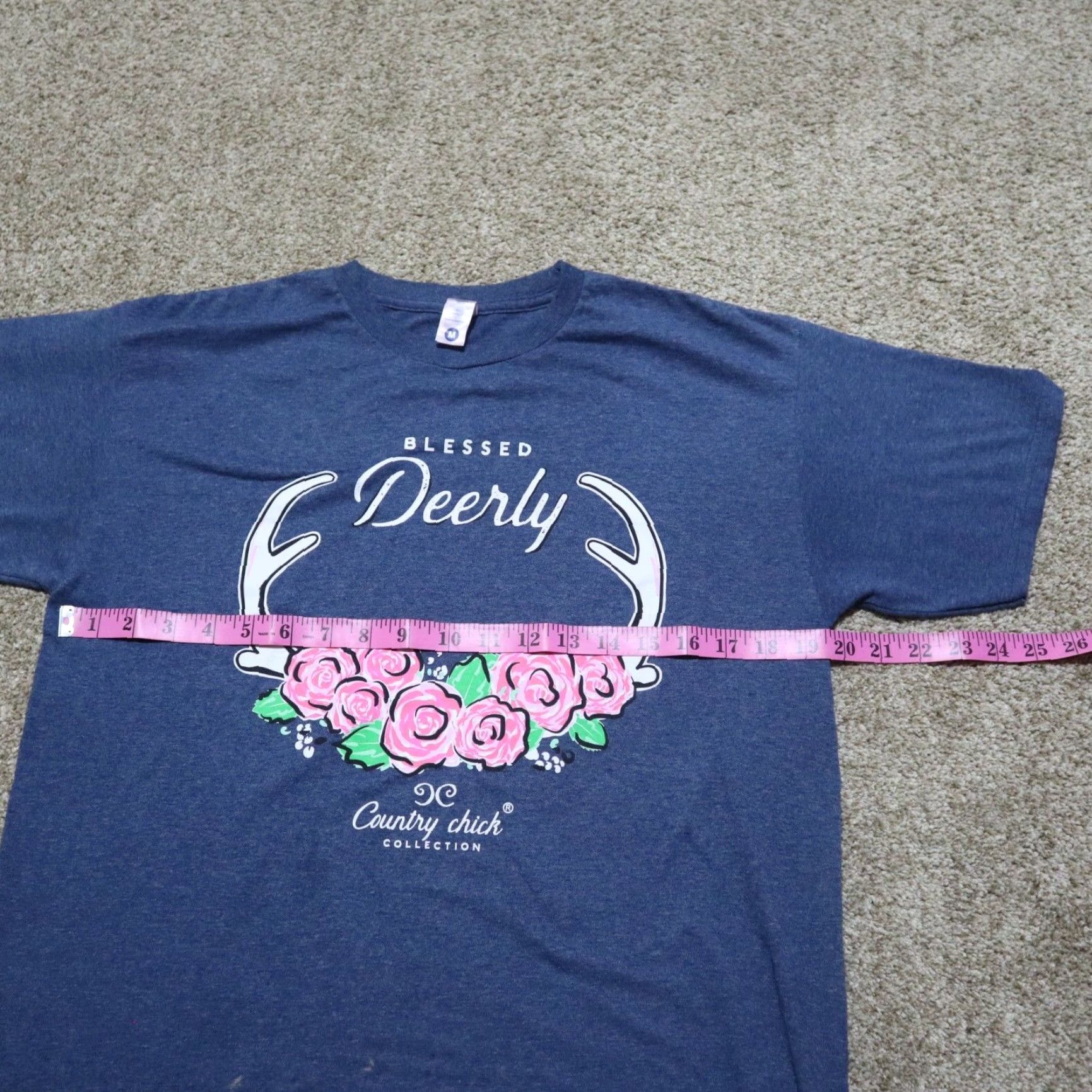 Vintage Country Chick T-Shirt Women Adult M Blue Blessed Deerly Graphic Tee Womens Size M / US 6-8 / IT 42-44 - 4 Thumbnail