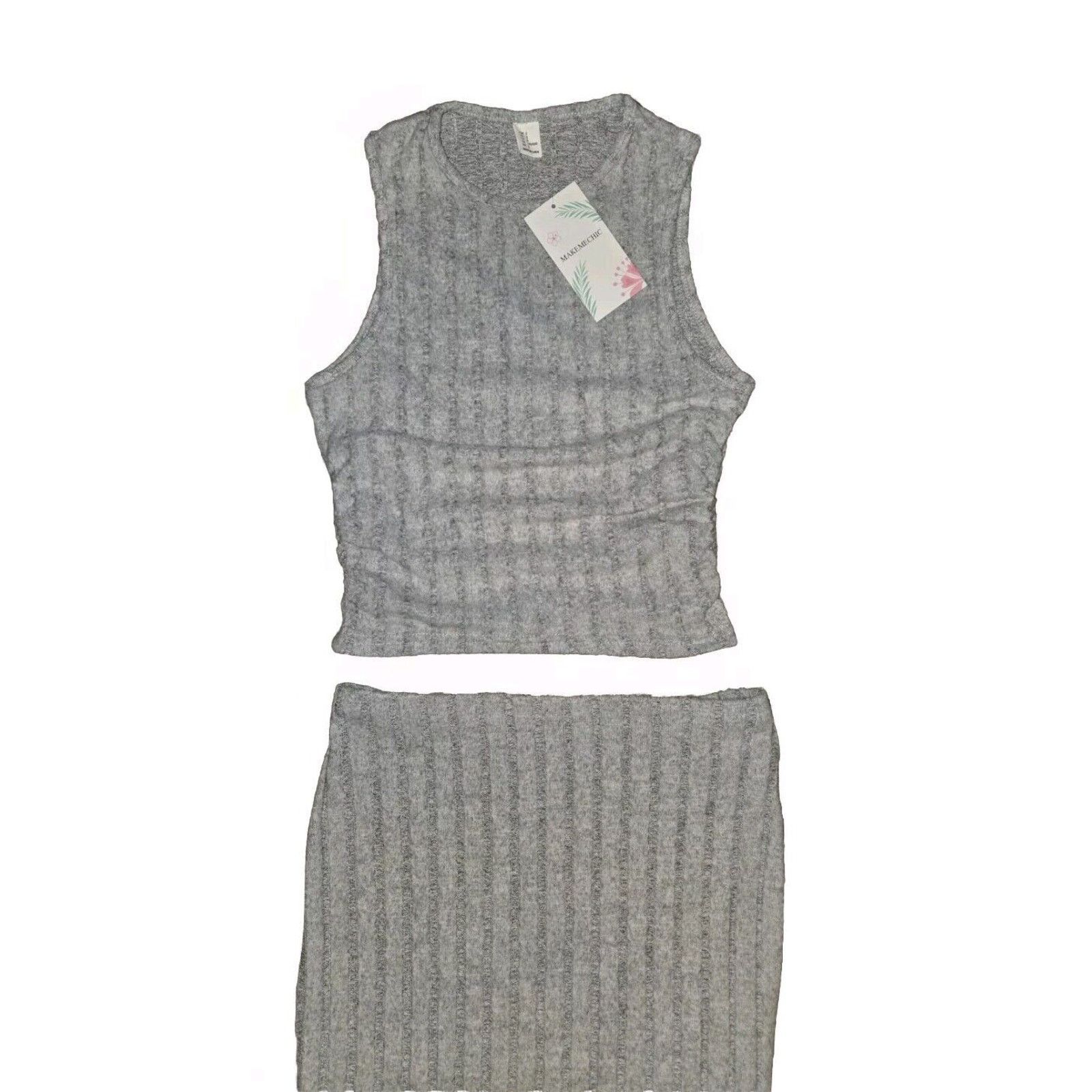 Forever 21 × Shein Make Me Chic 2 Pc Crop Top Ruched Knit Maxi Skirt S Soft Set Size S / US 4 / IT 40 - 1 Thumbnail