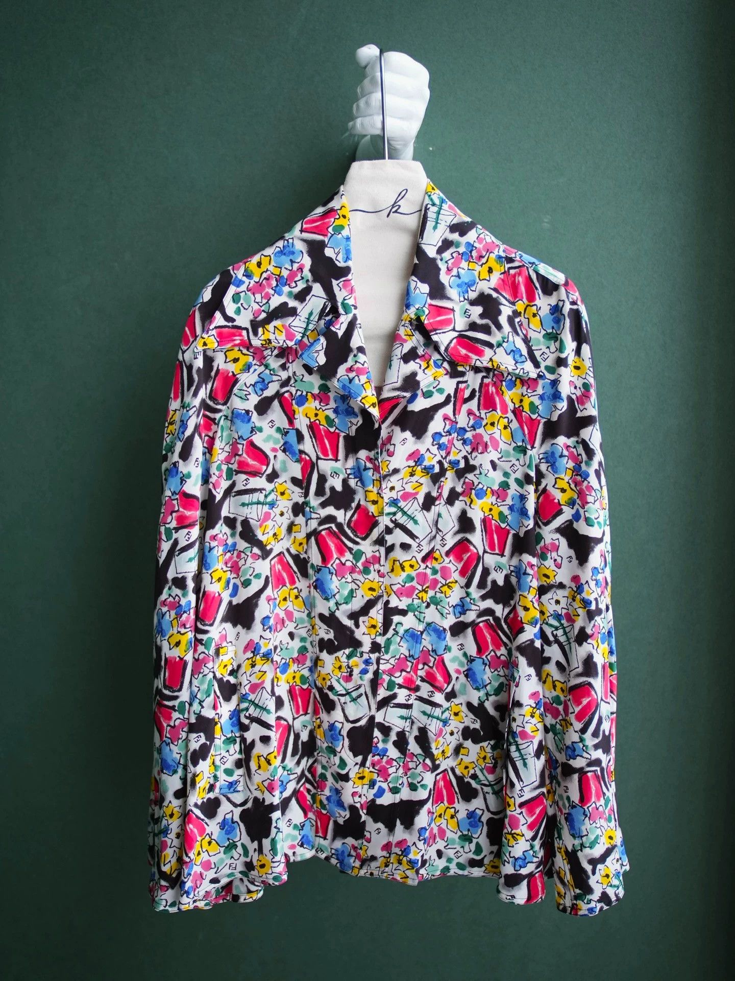 Fendi Fendi 1995 SS Karl Lagerfeld Silk Graffiti Water-Sleeve Size S / US 4 / IT 40 - 6 Thumbnail