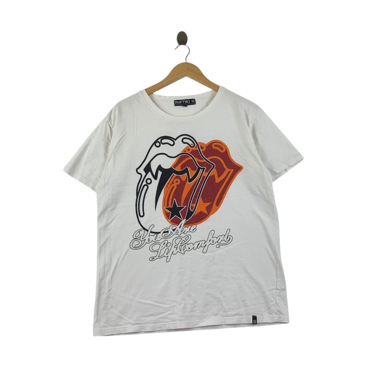 Vintage RUF TWO JAPAN Punk Rebel Hot Lips Tongue Tee Shirt Top Size XL / US 12-14 / IT 48-50 - 1 Thumbnail