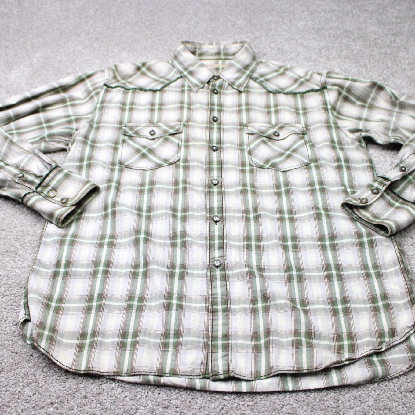 Ted Baker Ted Baker Shirt Men's 6/XL Green Plaid Flannel Snap Button Long Sleeve Cotton Size US XL / EU 56 / 4 - 3 Thumbnail