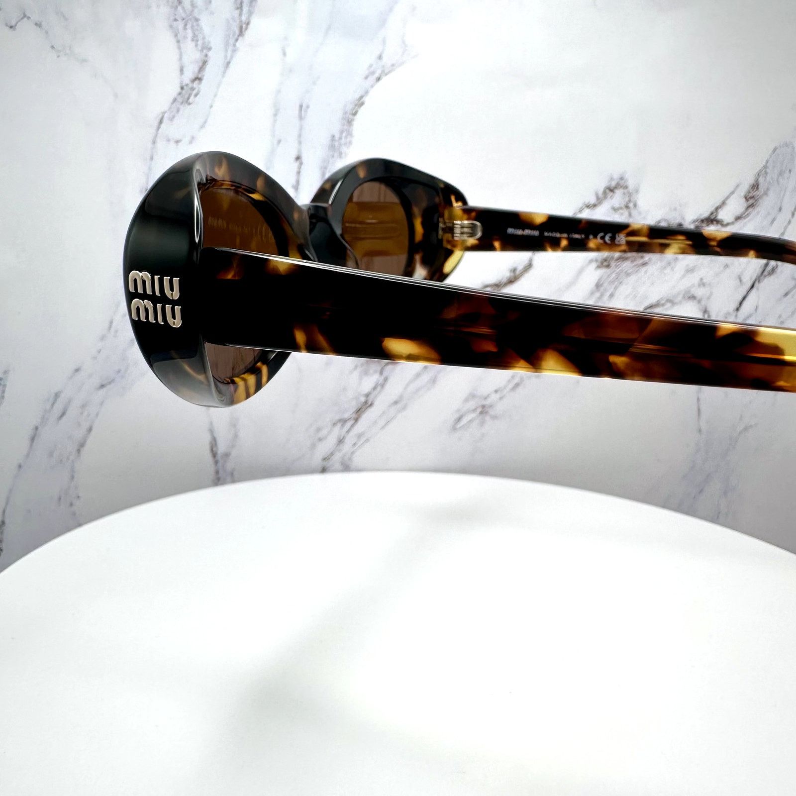 Miu Miu New MIU MIU Sunglasses Brown Tortoise Oval Womens Reverie Size ONE SIZE - 24 Thumbnail