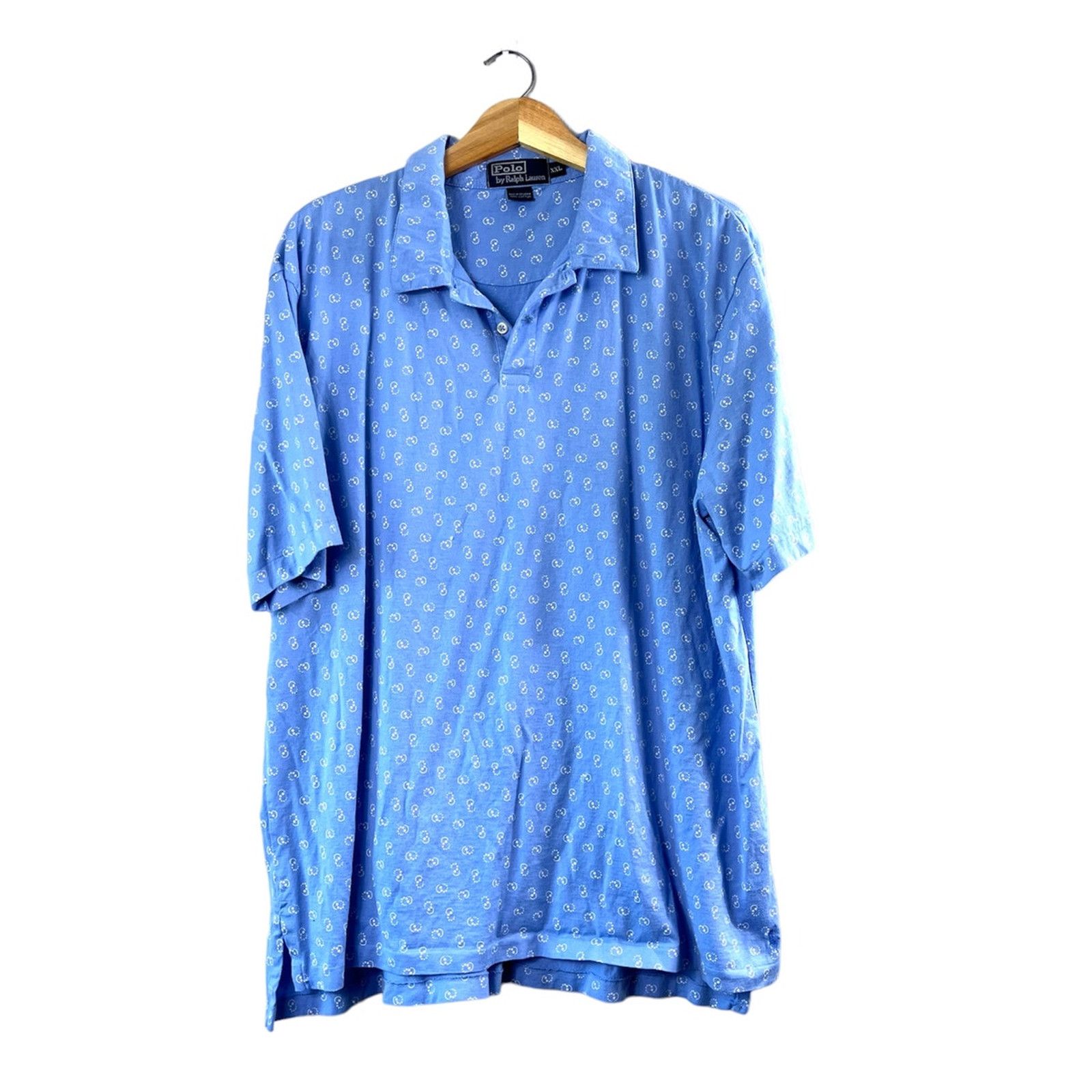Polo Ralph Lauren Men's Light Blue Patterned Ralph Lauren Polo Shirt XXL Size US XXL / EU 58 / 5 - 1 Thumbnail