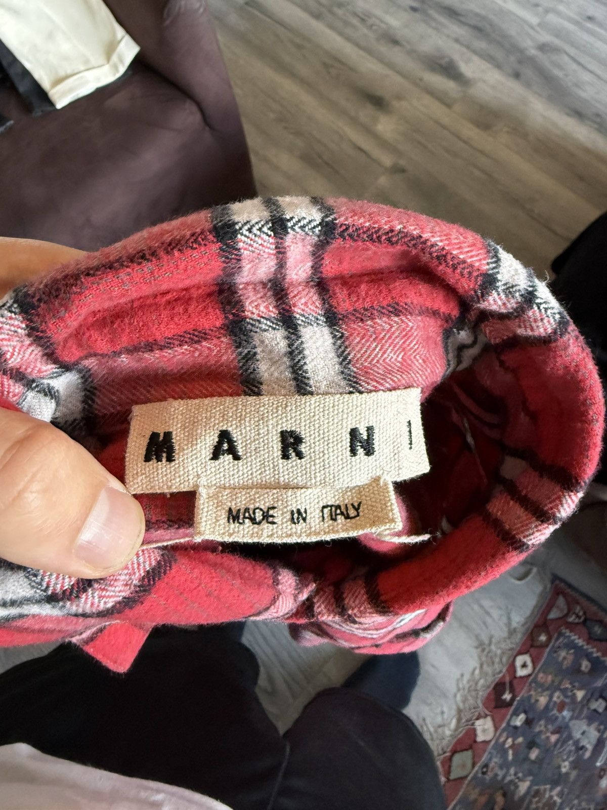 Marni Marni Red Plaid Brushed Cotton Overshirt Size US L / EU 52-54 / 3 - 7 Thumbnail