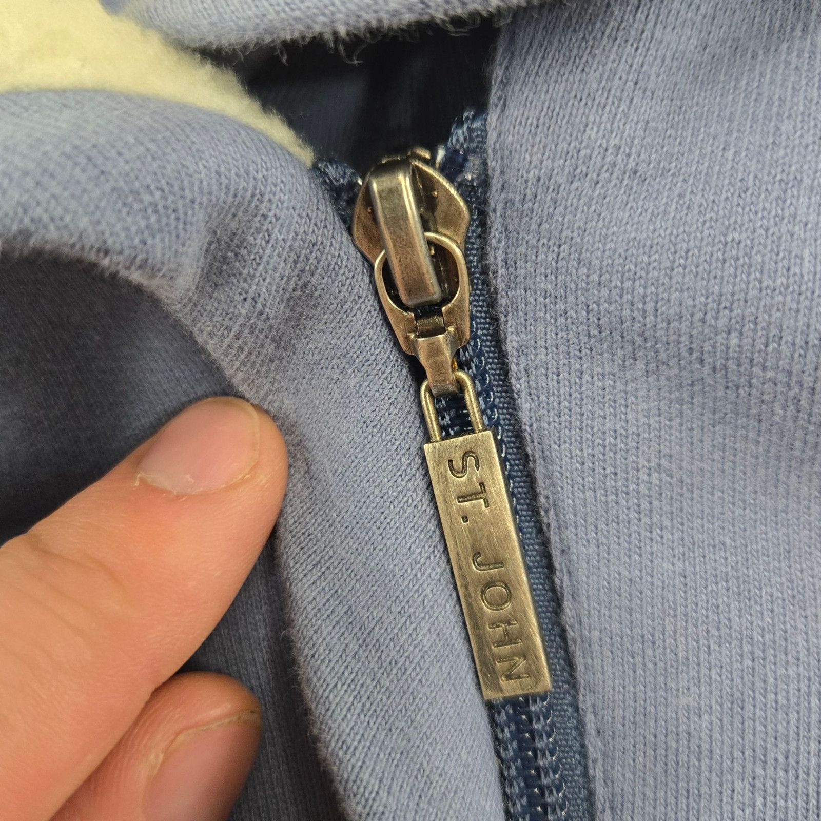 Other Y2K St John Blue Knit Jacket Shearling Collar Size Medium Size M / US 6-8 / IT 42-44 - 5 Thumbnail