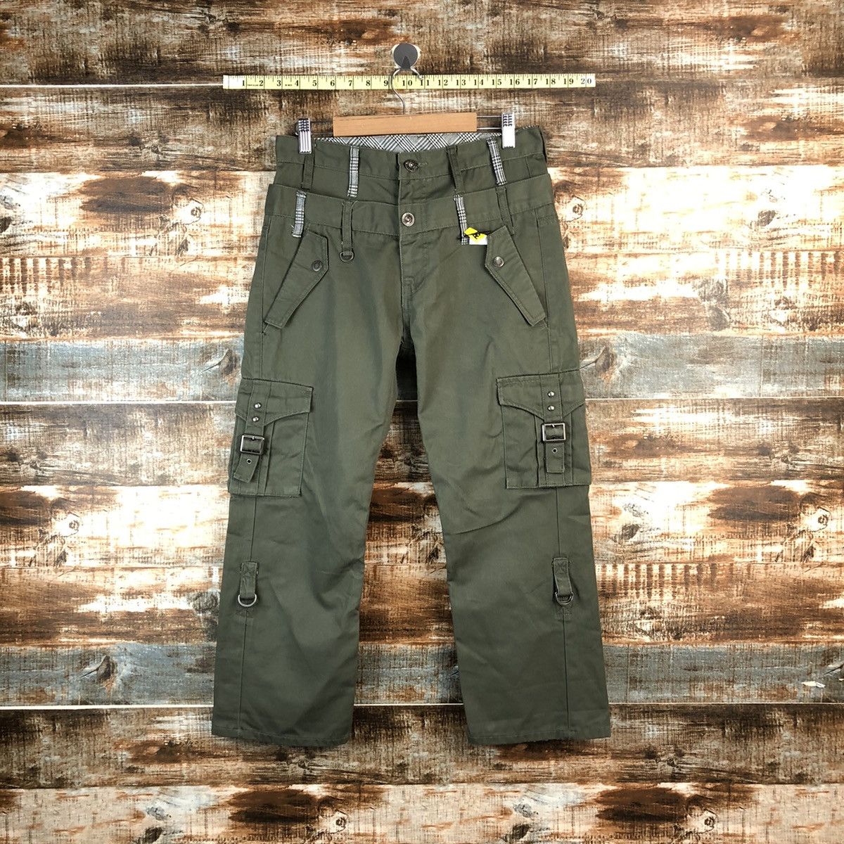Japanese Brand DL Double Focus Green utility Cargo Multipocket Pants #A2544 Size US 29 - 1 Thumbnail