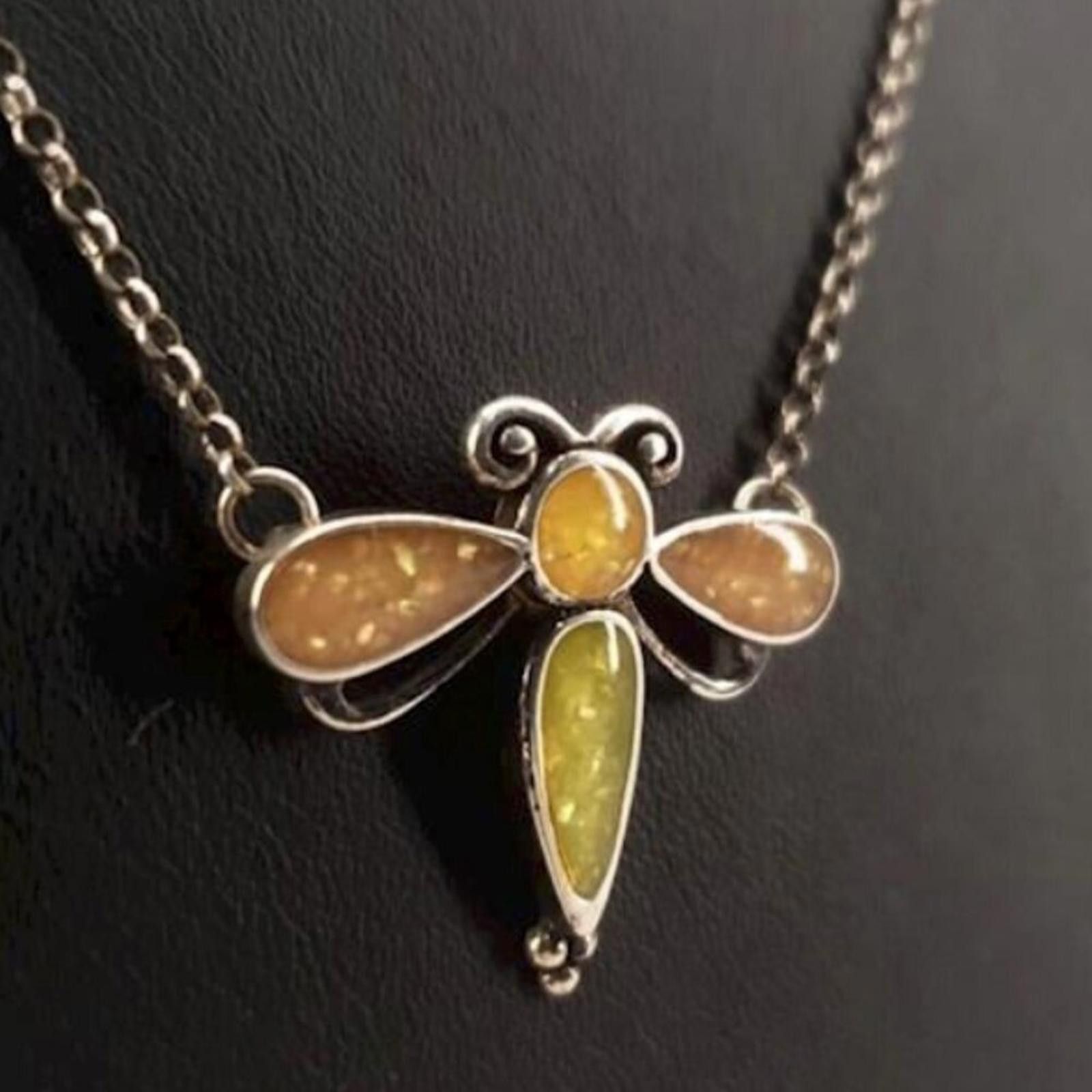 Vintage VTG Carolyn Pollack Relios 925 Sterling Dragonfly Necklace Size ONE SIZE - 8 Thumbnail