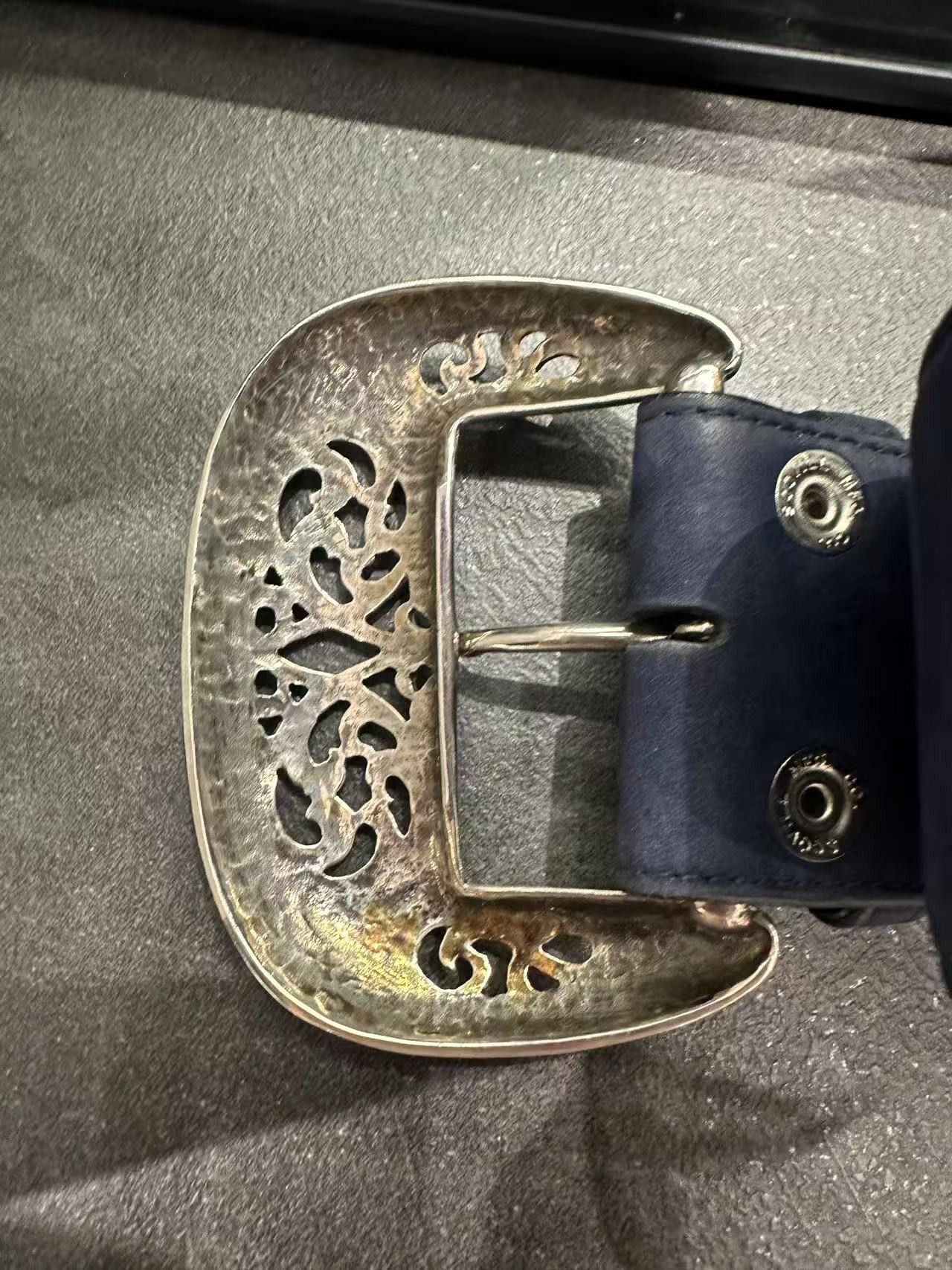 Chrome Hearts Chrome Hearts Silver Vine Navy Nubuck Classic Belt Size ONE SIZE - 7 Thumbnail