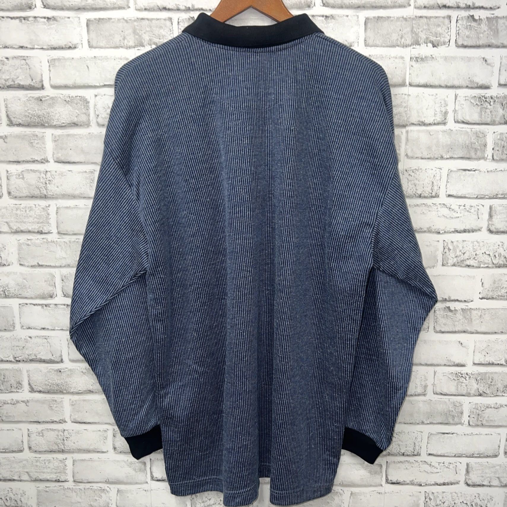Vintage VINTAGE NWT BADGE Half Zip Blue Striped Pullover Mens Size L Size US L / EU 52-54 / 3 - 3 Thumbnail