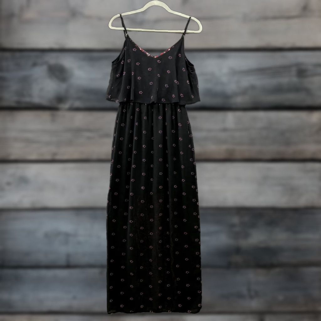 Express Express Maxi Dress Womens S Black Red Paisley Boho Cami Chiffon Split Front Size S / US 4 / IT 40 - 1 Thumbnail