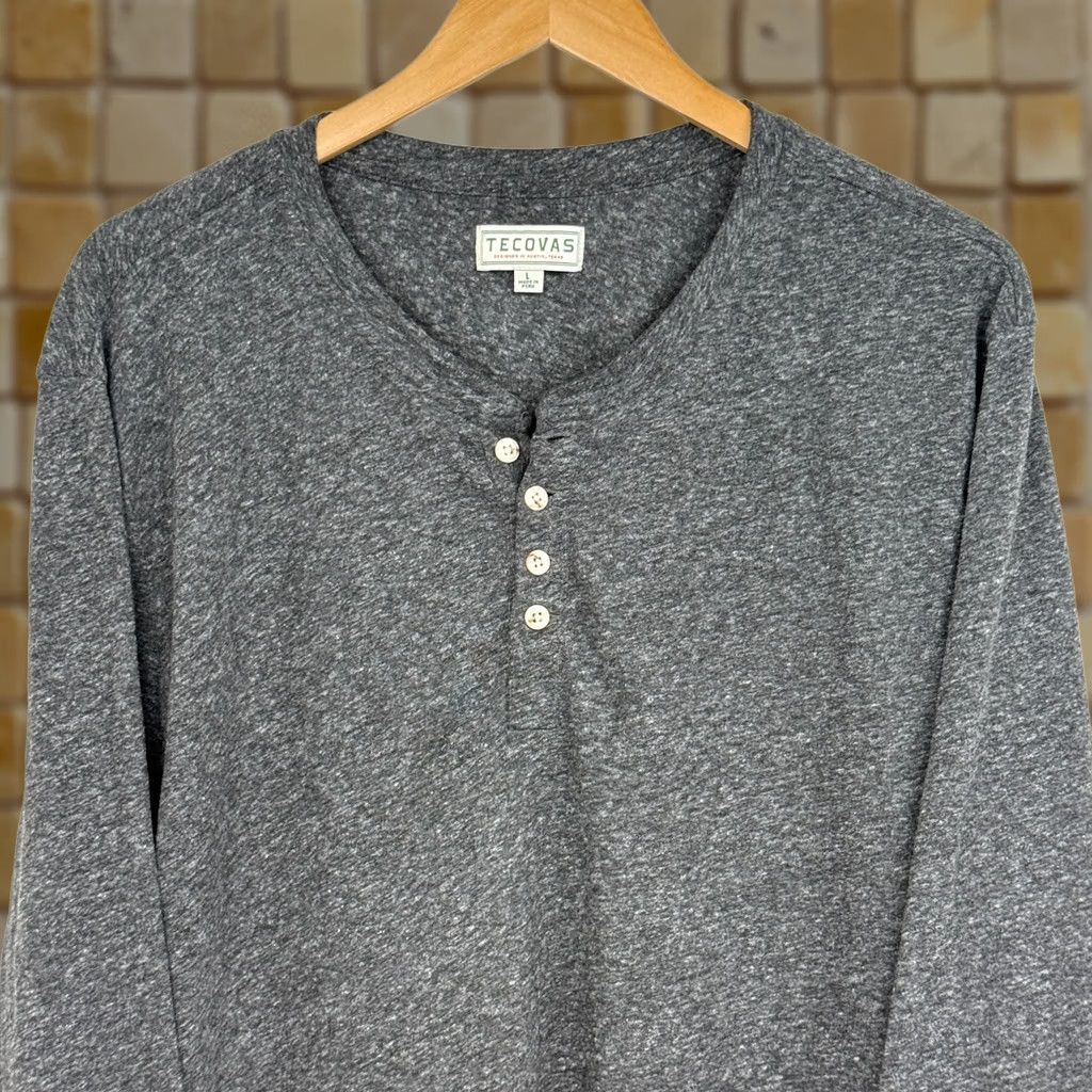 Tecovas Tecovas Shirt Mens L Henley Long Sleeve Heather Gray Button Size US L / EU 52-54 / 3 - 1 Thumbnail