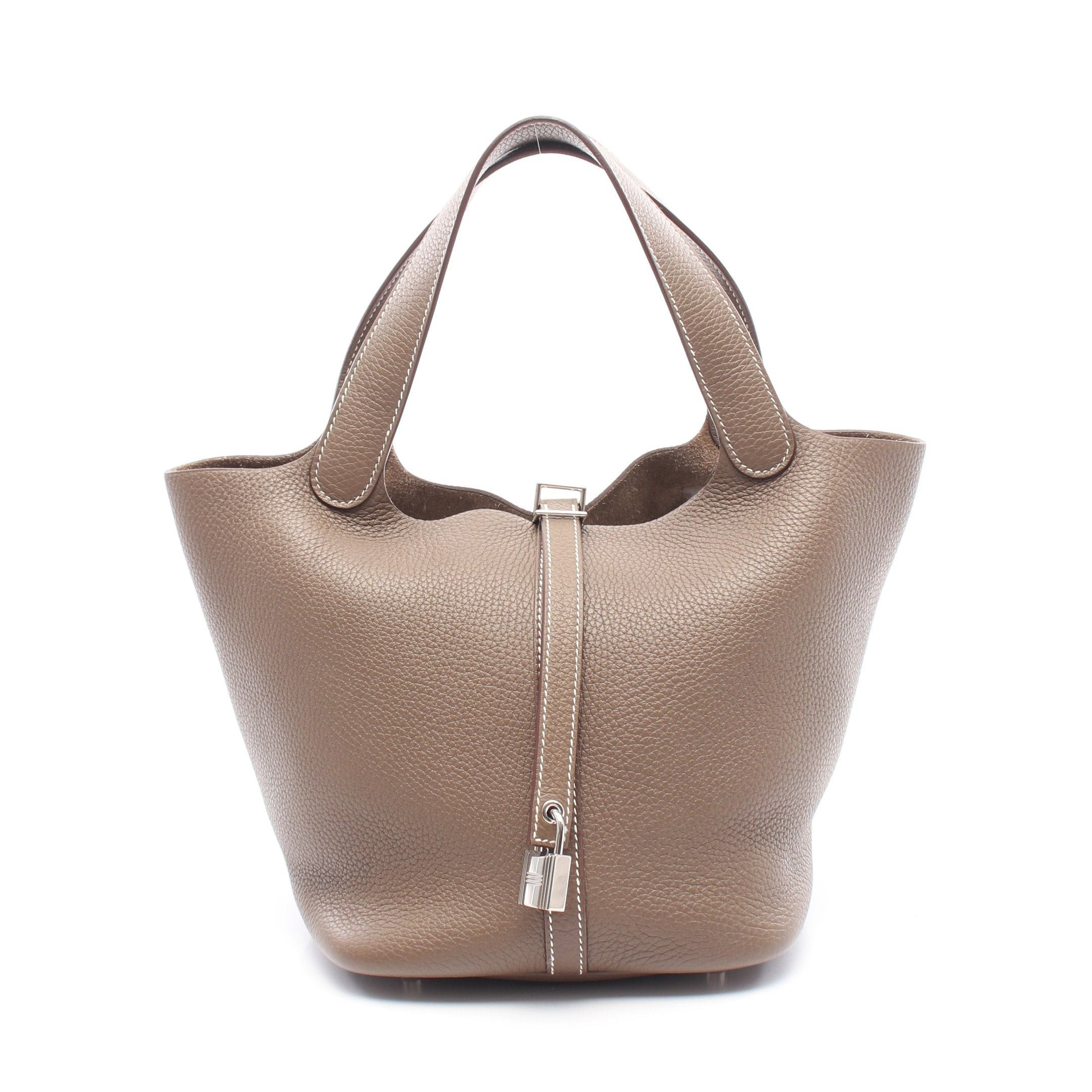 Hermes Hermes Picotan Mm Etoupe Handbag Clemence Leather Gray Brown Silver Hardware Z Stamp Size ONE SIZE - 1 Thumbnail