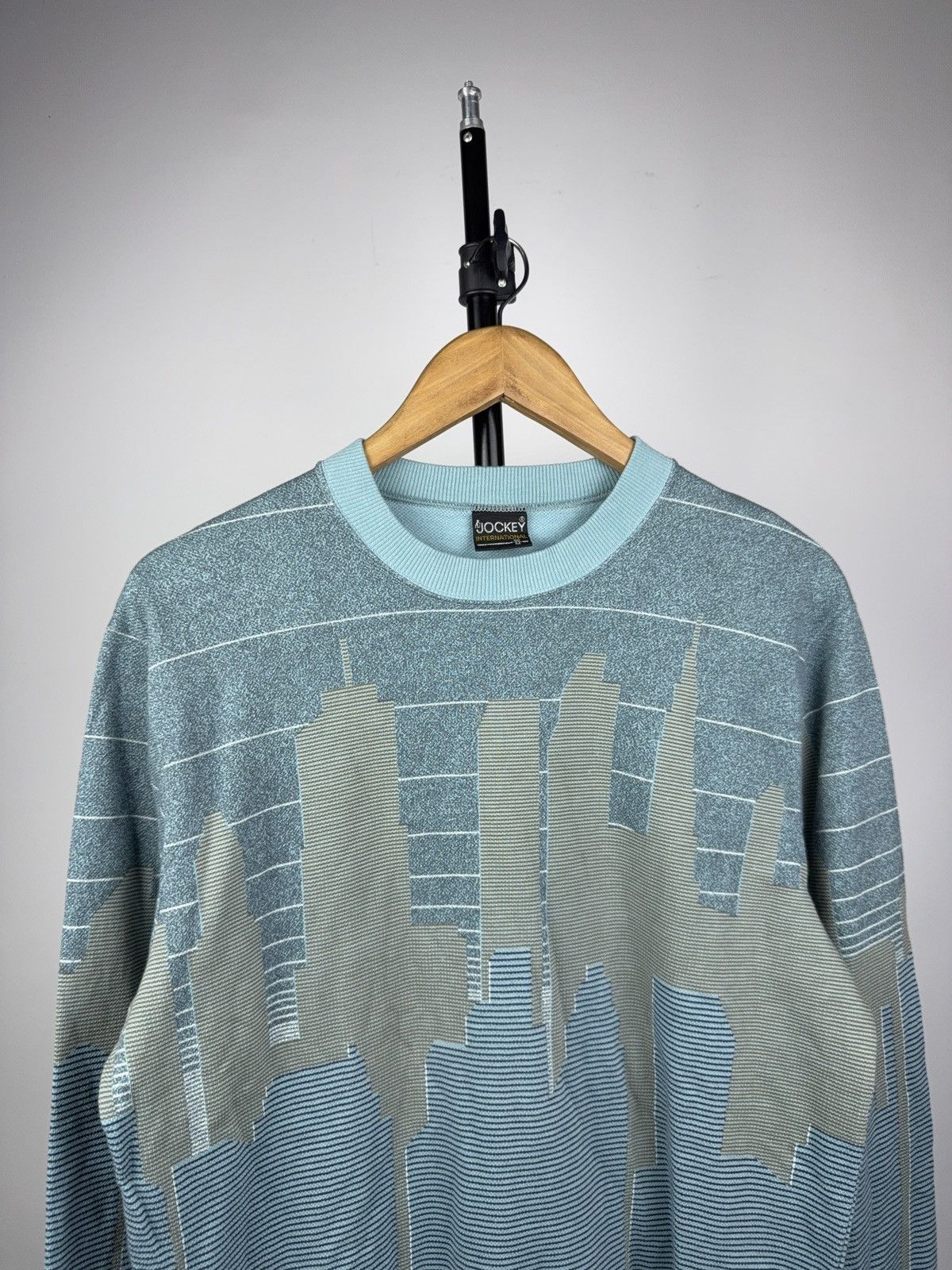 Jockey Vintage 00s Jockey Skyline Knit Sweater Blue City Pattern Size US M / EU 48-50 / 2 - 2 Thumbnail