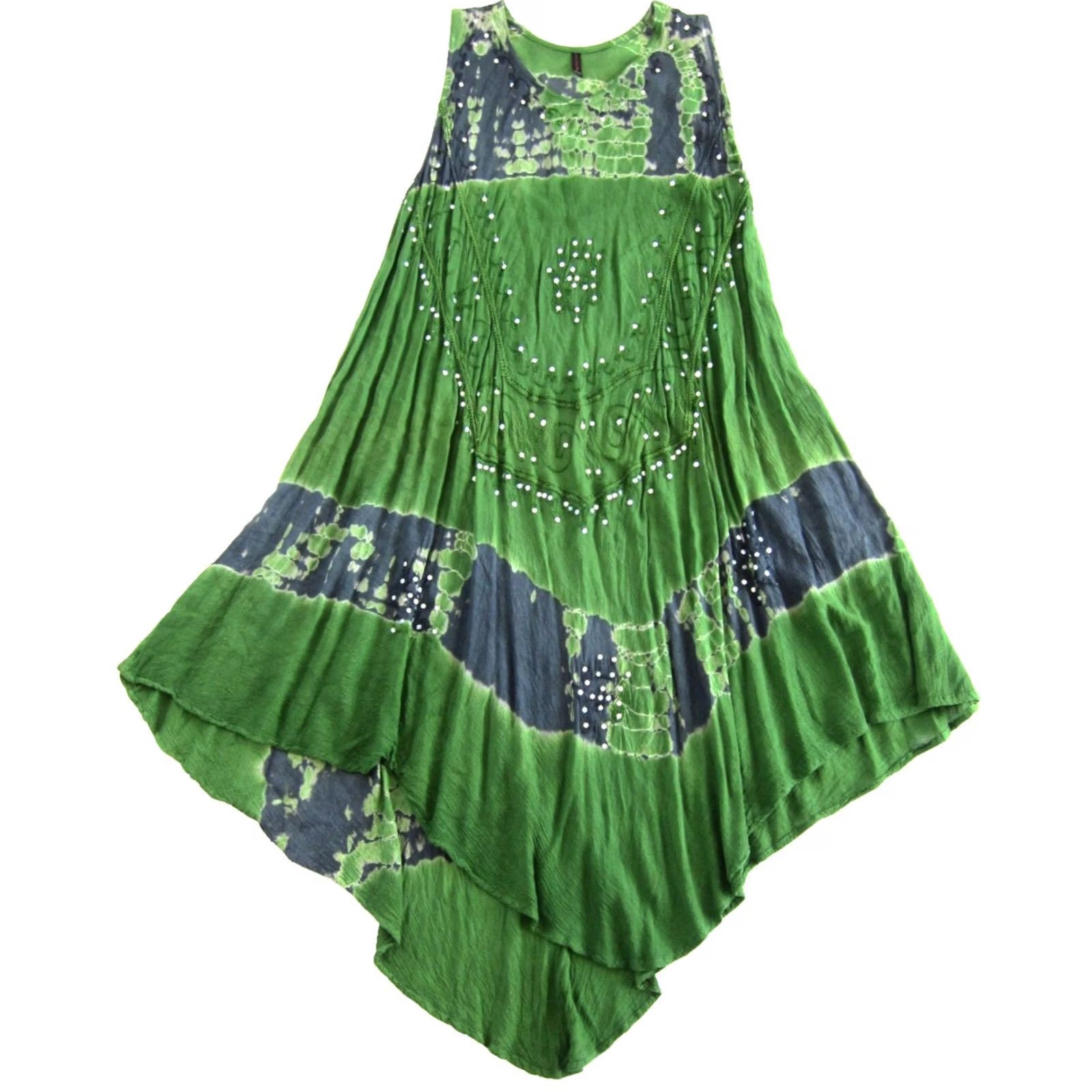 Vintage La Moda Hindu Rayon Grey Tie Dye Sequin Midi Tank Dress M-L Sun Boho Dress Green Women Tank Dress M-L Size M / US 6-8 / IT 42-44 - 2 Thumbnail