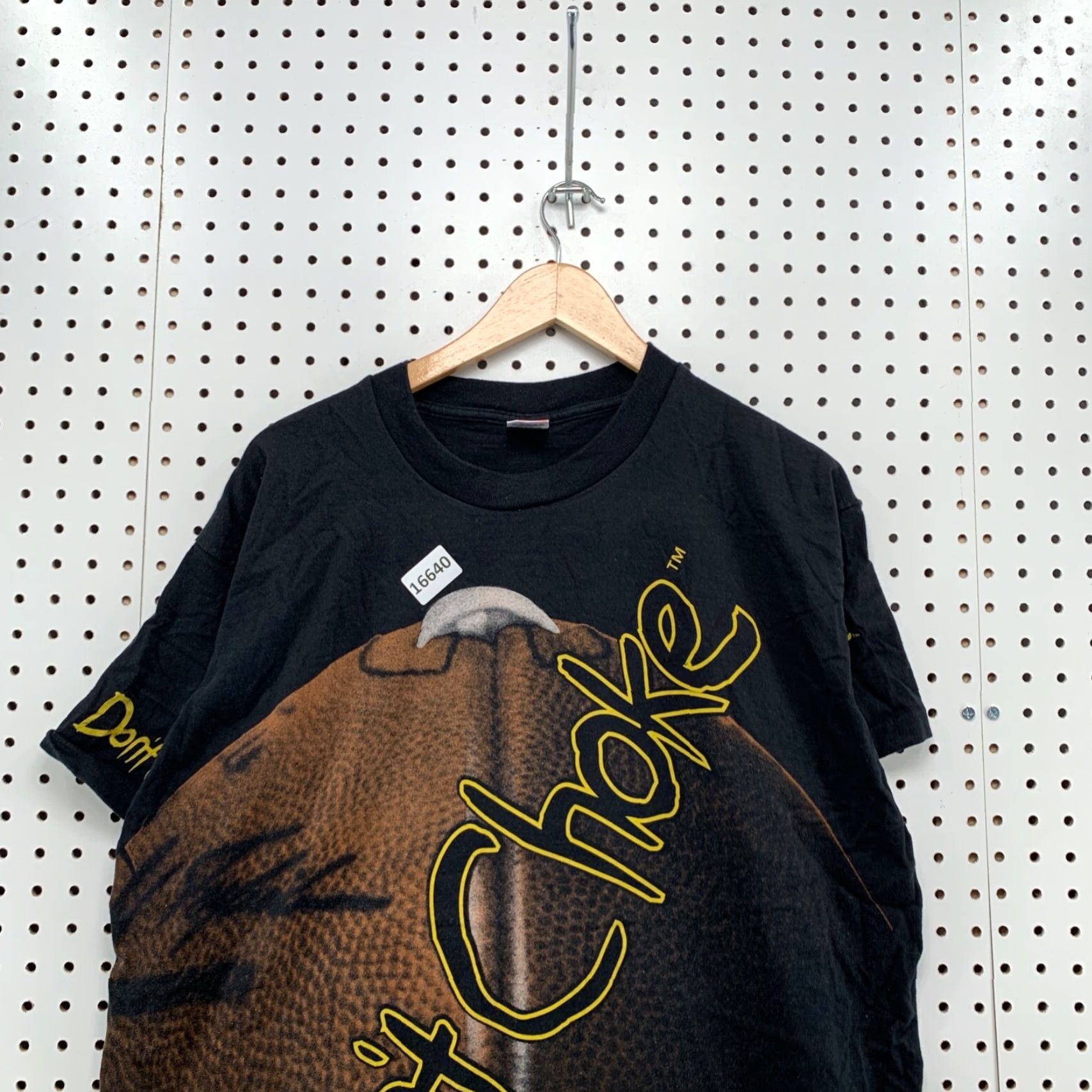 Fruit Of The Loom VINTAGE Dont Choke Football Shirt Mens XL Black AOP All Over Single Stitch Football 90s Shirt Mens XL Black Size US XL / EU 56 / 4 - 3 Thumbnail