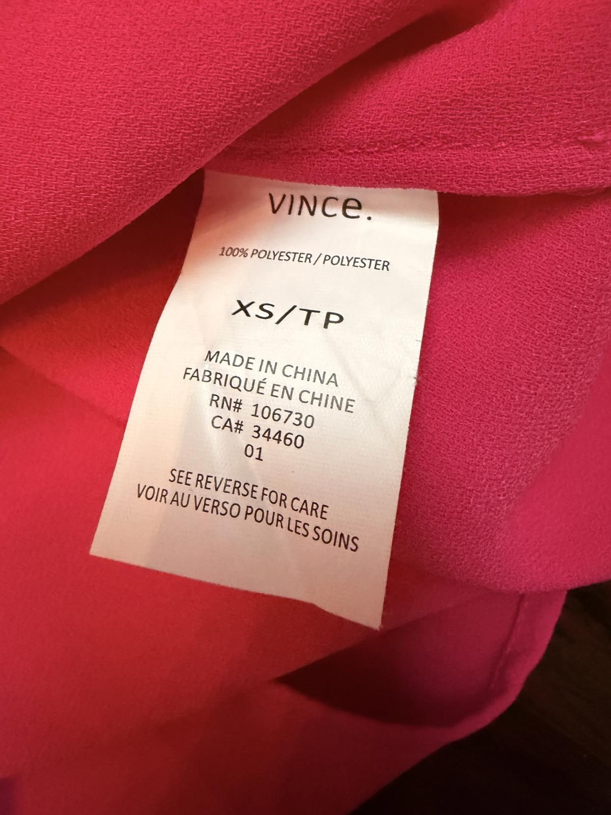 Vince VINCE Pink Magenta Double V Pleated Drop Shoulder Tunic Shif Size XS / US 0-2 / IT 36-38 - 5 Thumbnail