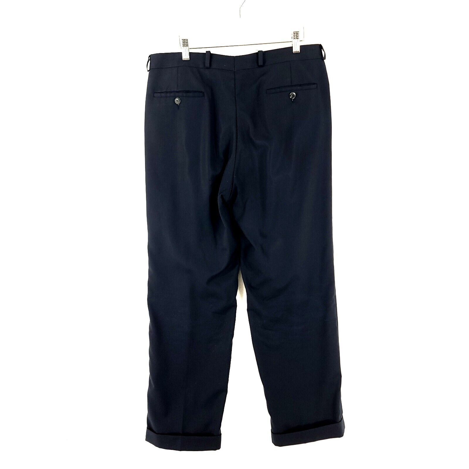 Polo Ralph Lauren Polo Ralph Lauren University Super 100s Wool Blue Pleated Cu Size 34R - 3 Thumbnail