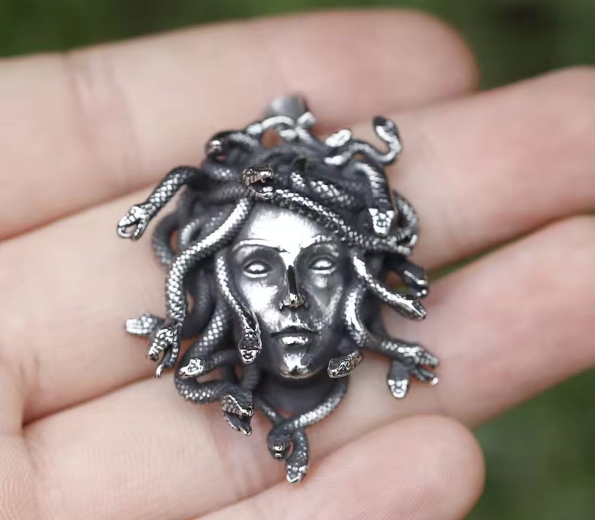 Japanese Brand Hip Hop 316L Stainless Steel Medusa Snake Pendant Necklace Size ONE SIZE - 4 Thumbnail