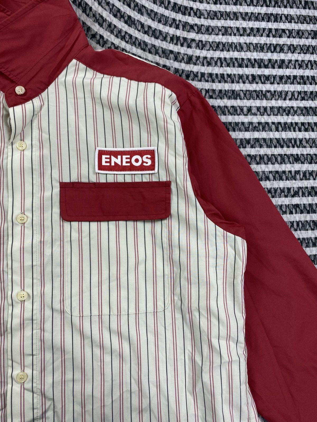 Japanese Brand Vintage Eneos Racing Striped Button Up Shirt Size US L / EU 52-54 / 3 - 6 Thumbnail