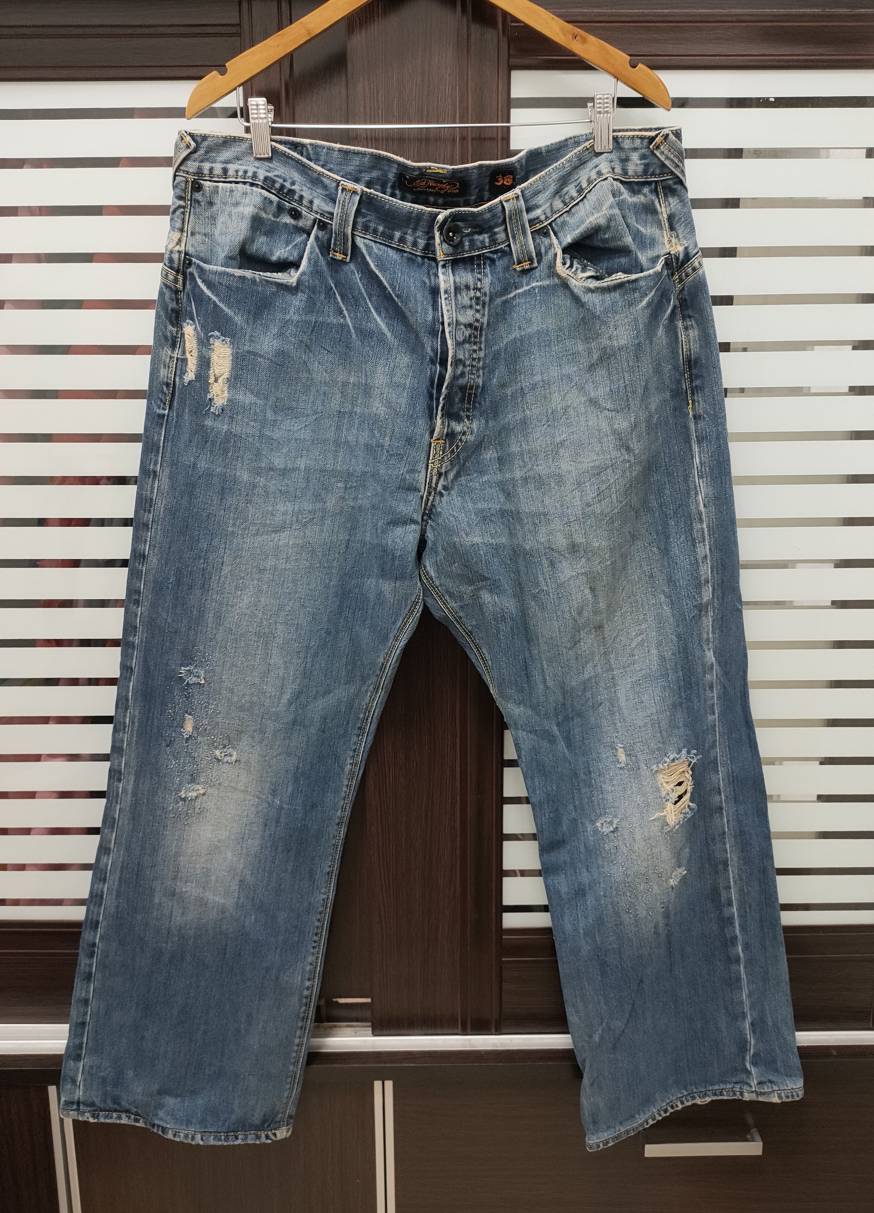 Ed Hardy 🔥 Wide Leg Ed Hardy by Christian Audigier Distressed 🔥 Size US 38 / EU 54 - 1 Thumbnail