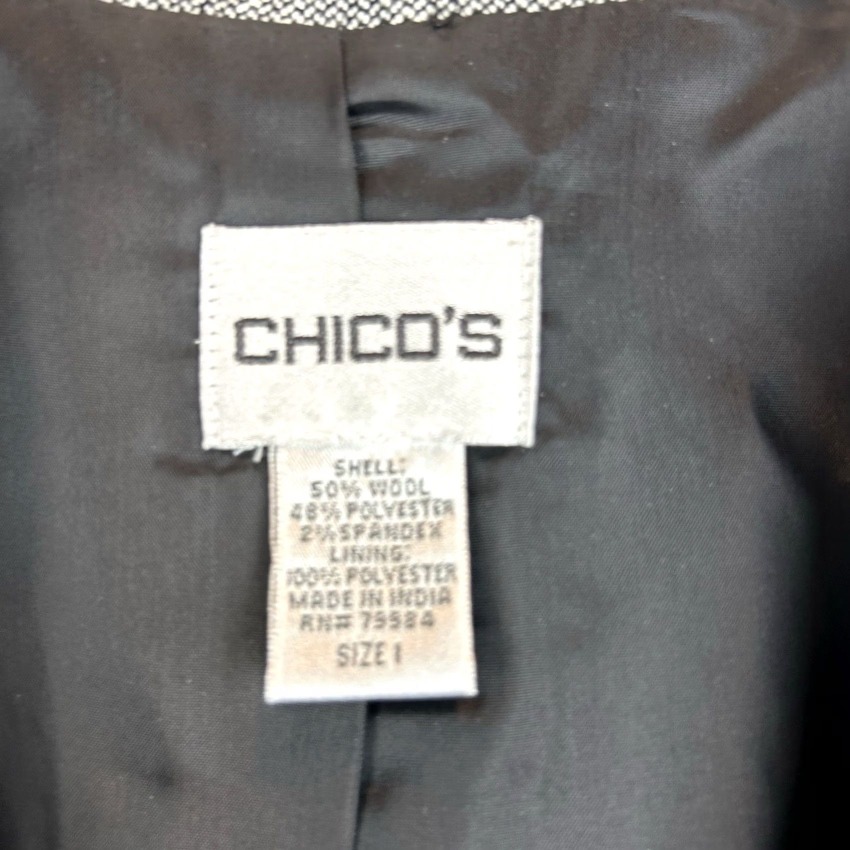 Vintage Chicos Blazer Woman M Grey Wool Blend Academia Retro Old Money Preppy Size M / US 6-8 / IT 42-44 - 3 Thumbnail