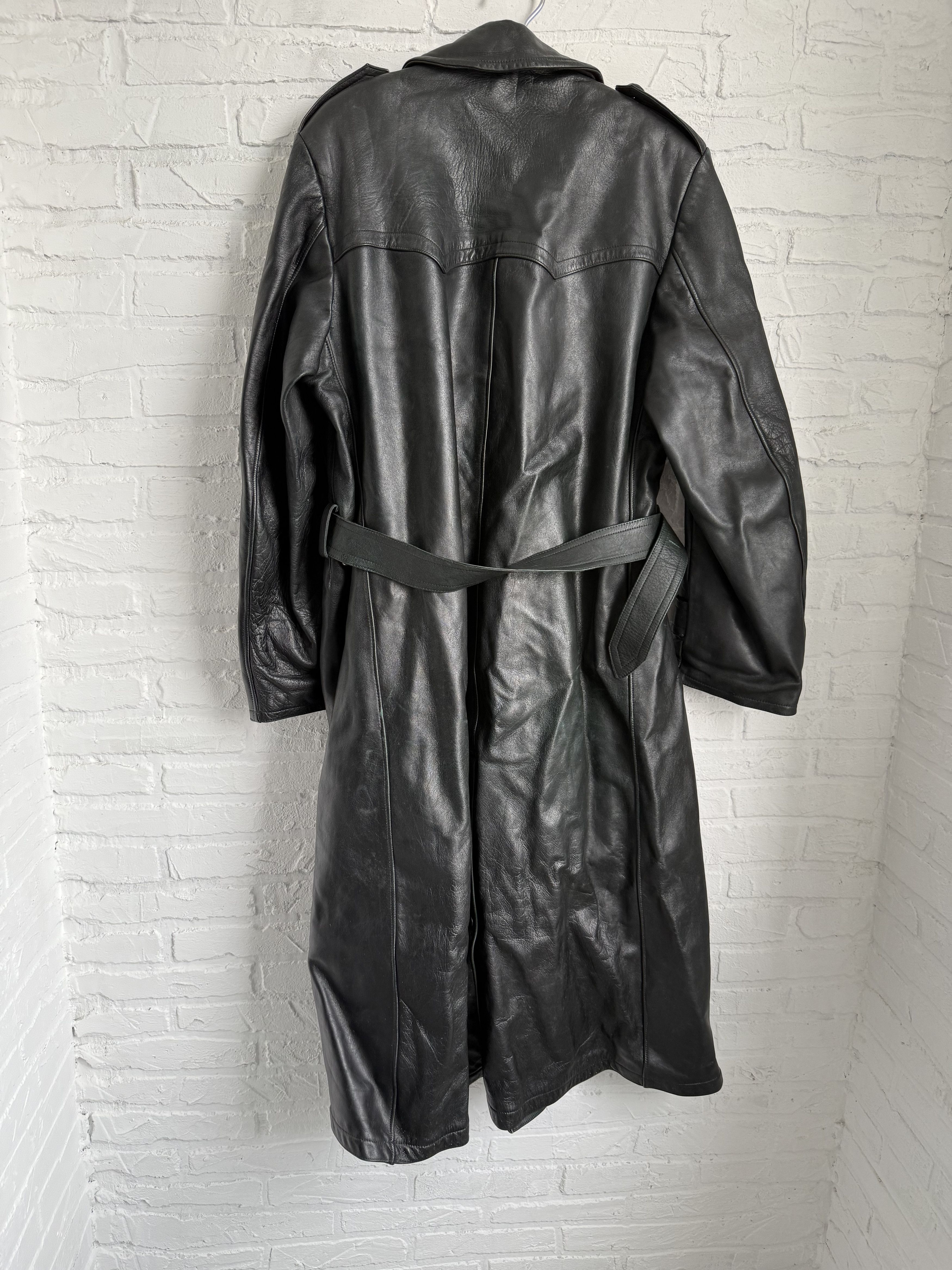 Vintage Vintage German Leather Trench Coat Ledermantel Black Size US M / EU 48-50 / 2 - 18 Thumbnail