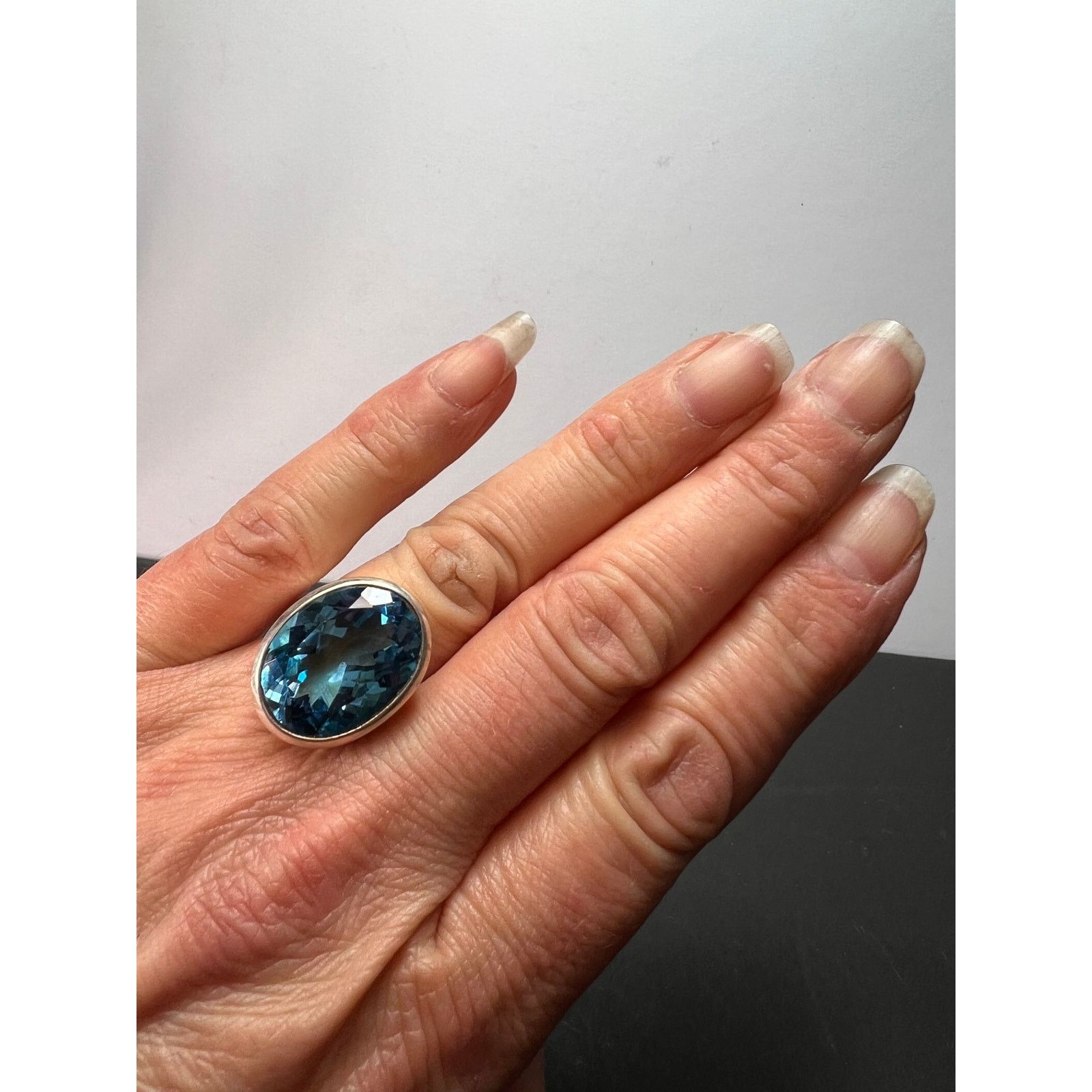 Other NEW Blue topaz sterling silver ring size 7.5 / 12.43 grams Size ONE SIZE - 5 Thumbnail