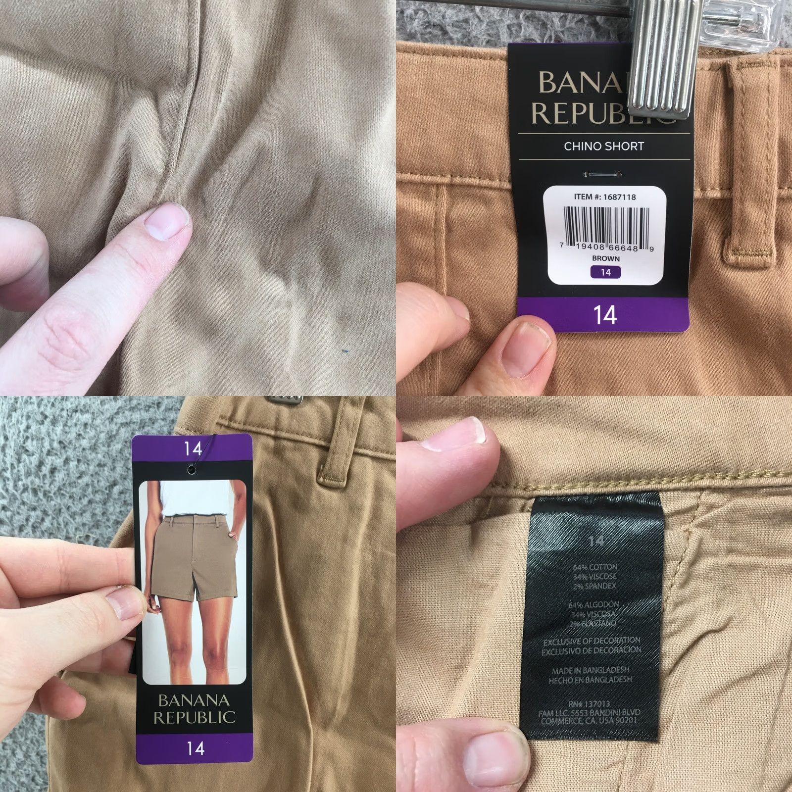 Banana Republic Banana Republic Shorts Womens 14 Brown Chino Cotton Blend High Rise Zip Fly Size 36" / US 14 / IT 50 - 9 Thumbnail