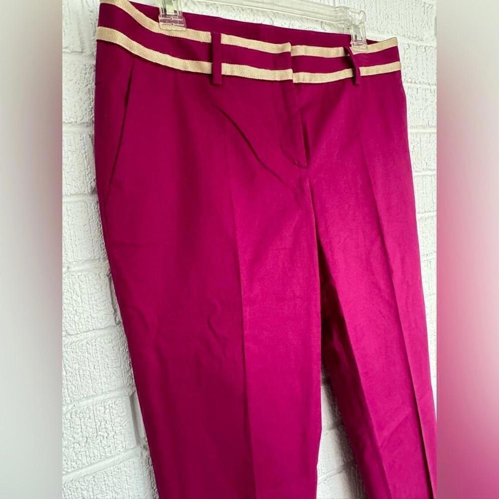 Designer Fuchsia Dress Pants Striped Waistband RED Valentino Size 28" / US 6 / IT 42 - 3 Thumbnail
